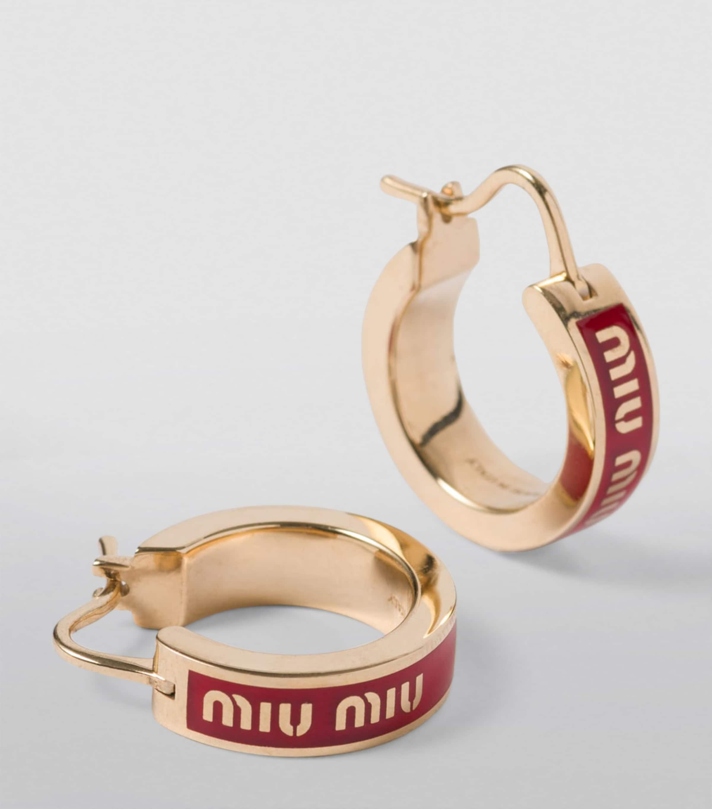 Miu Miu Enamelled Logo Hoop Earrings | Harrods UK