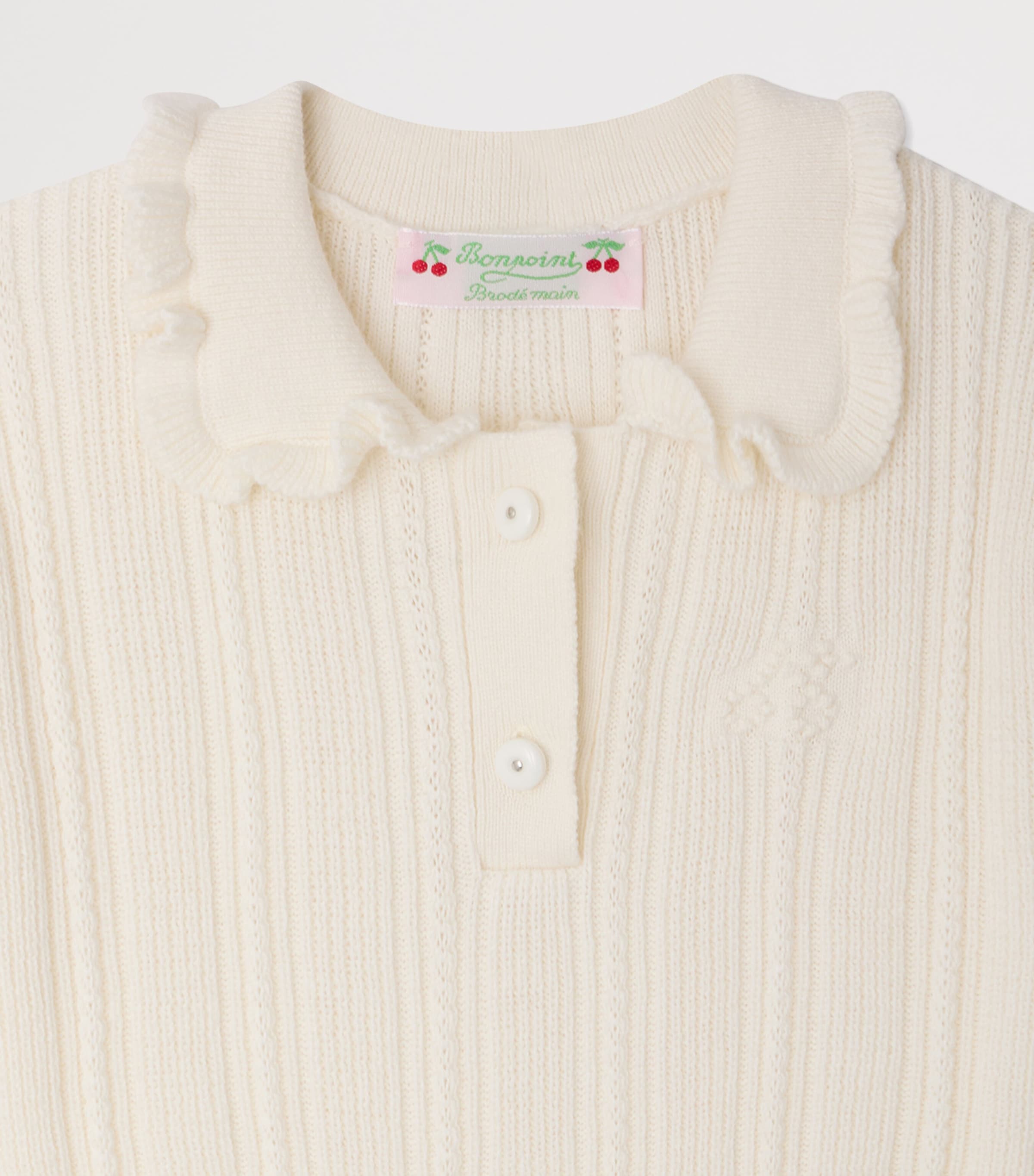 Bonpoint Cotton-Cashmere Collared Dress (10-14 Years) Craie Image 3