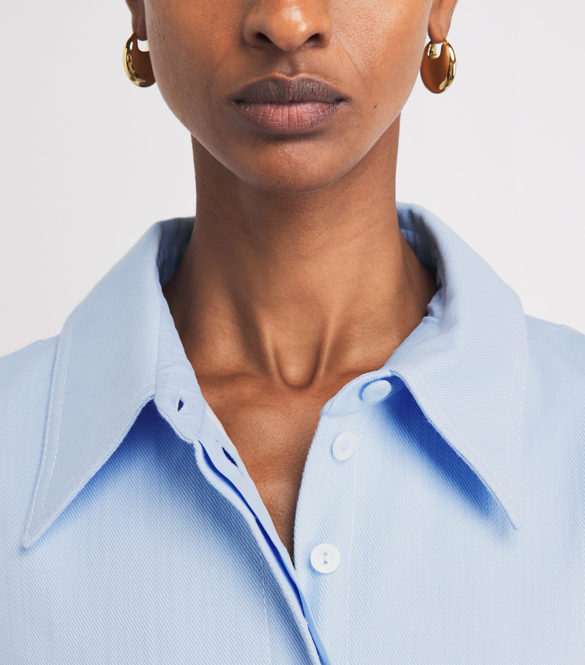 Emilia Wickstead Womens Denim Jody Midi Dress Icy Blue Image 3
