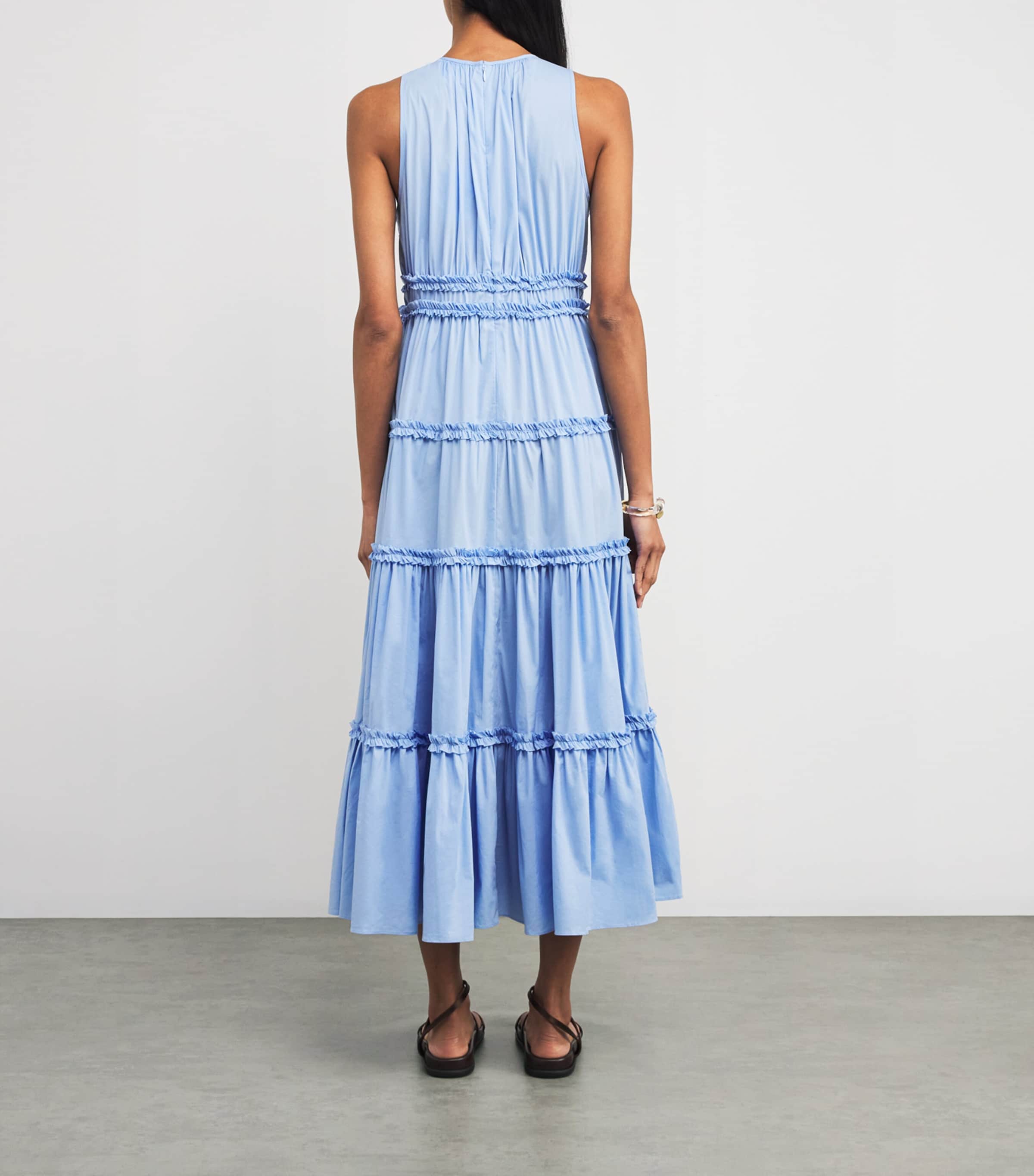 Cinq A Sept Womens Tiered Sirinna Midi Dress Blue Hydrangea Image 3