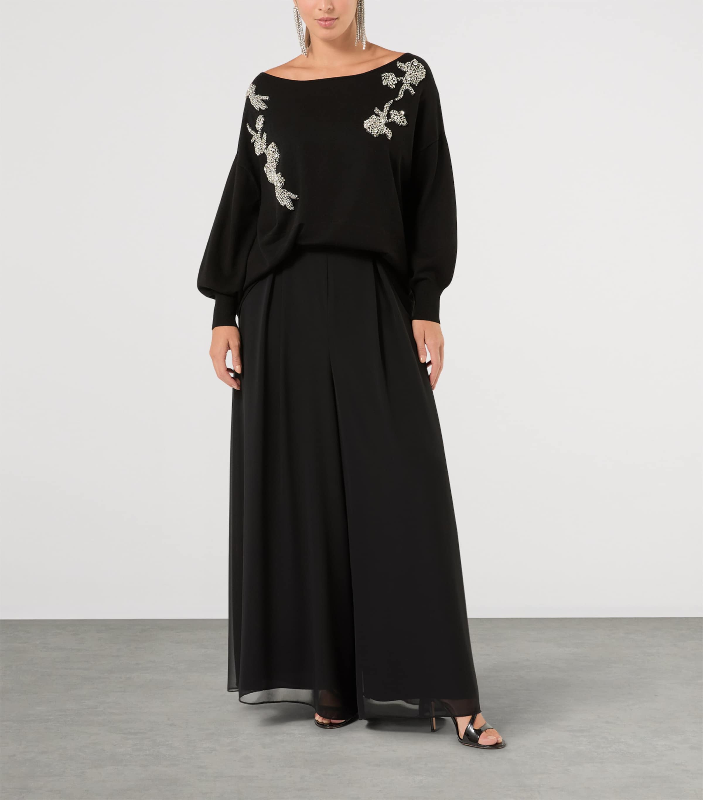 Marina Rinaldi Womens Embellished Sweater Black Image 2