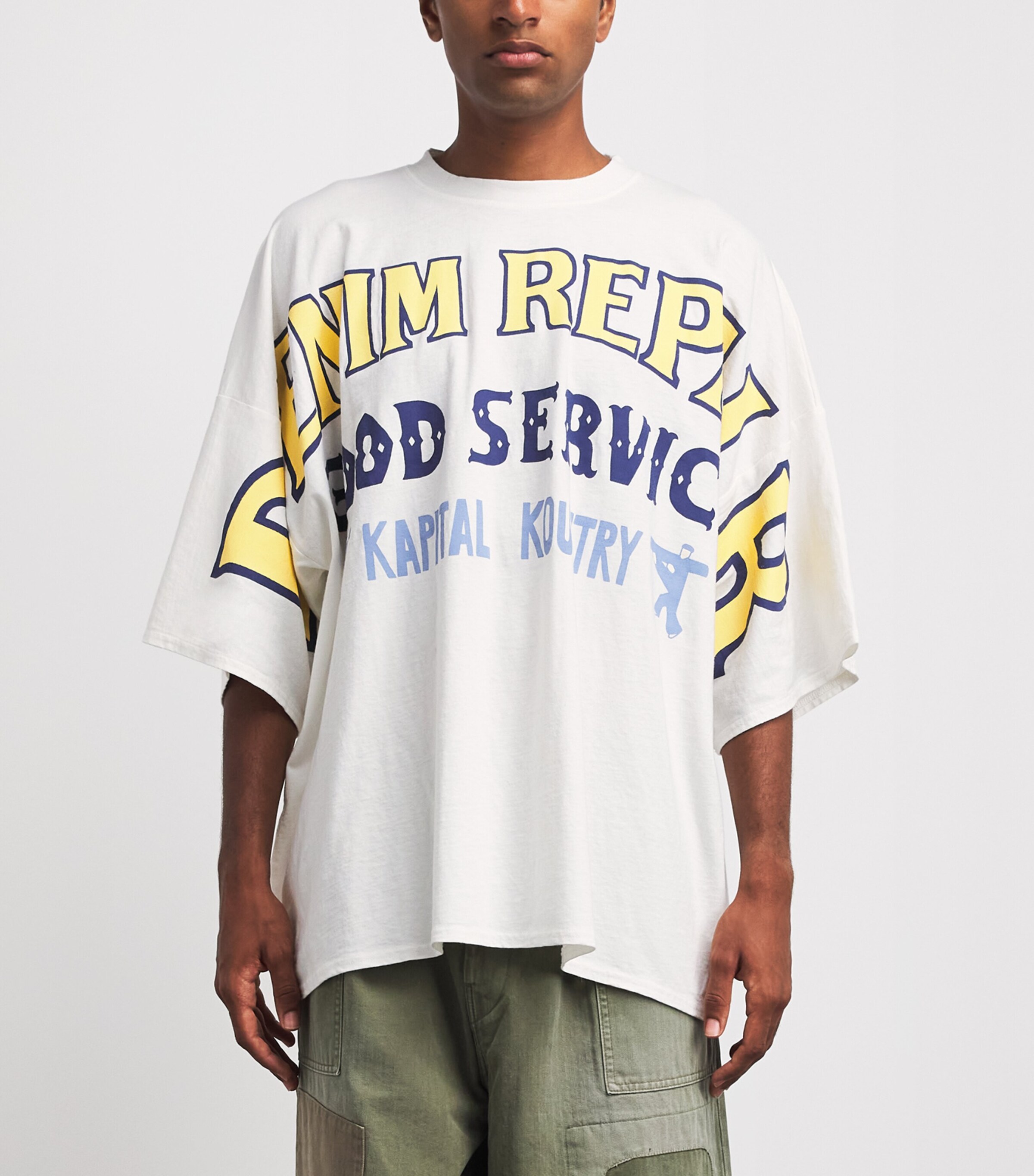 Kapital Mens Oversized Printed T-Shirt White Image 4