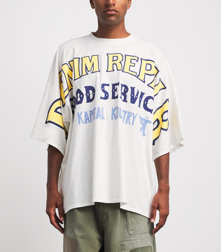 Kapital Mens Oversized Printed T-Shirt White Image 4