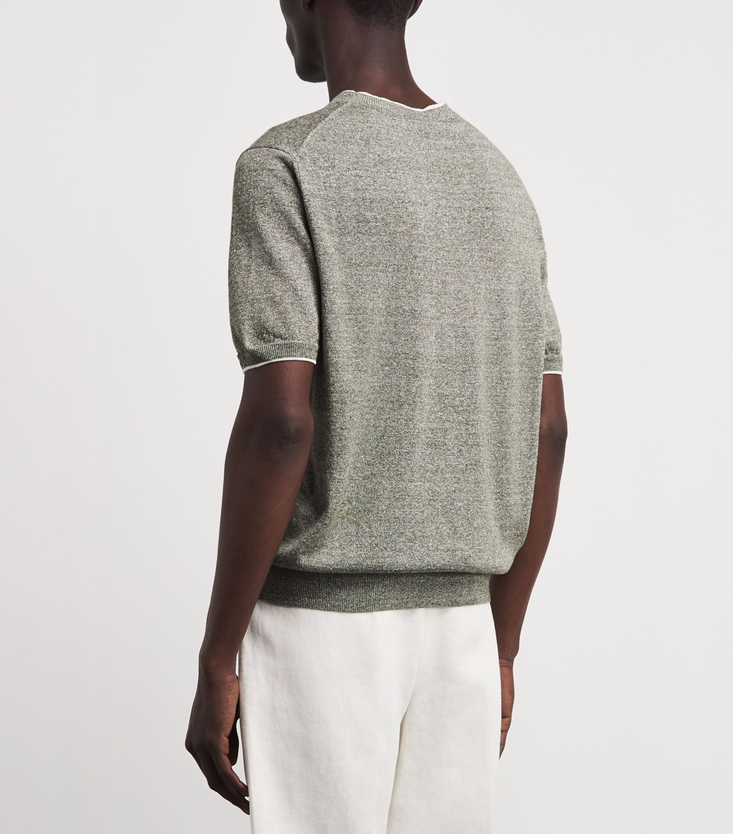 Fioroni Cashmere Mens Linen-Cotton T-Shirt Verde Image 5