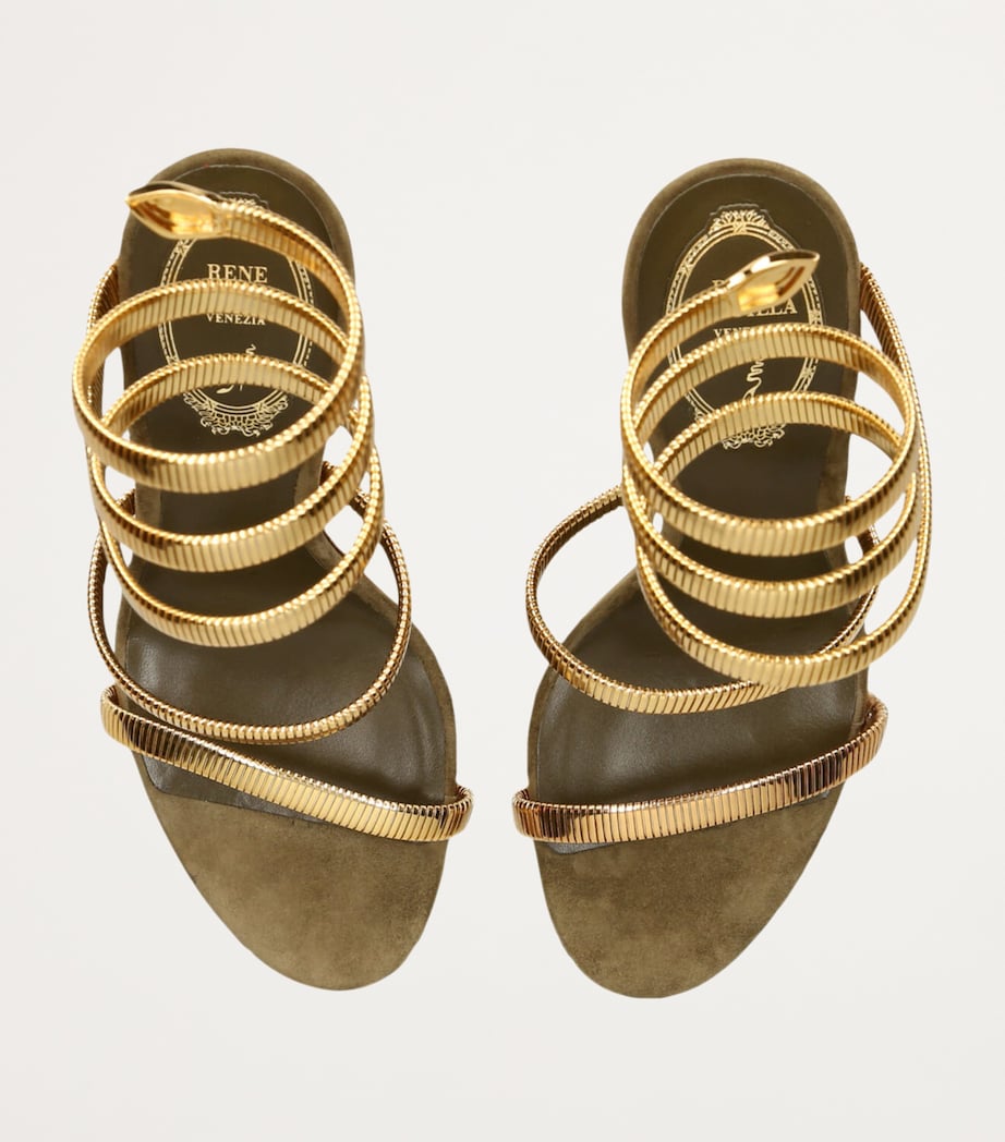 René Caovilla Suede Juniper Sandals 105 Metal Comb Image 4