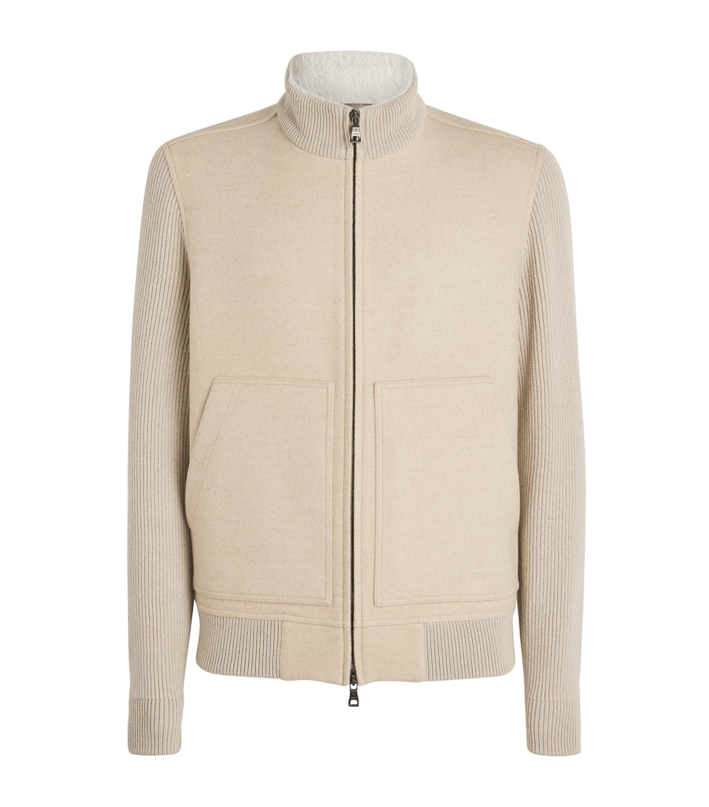 Fioroni Cashmere Suede-virgin Wool Panelled Jacket In Beige