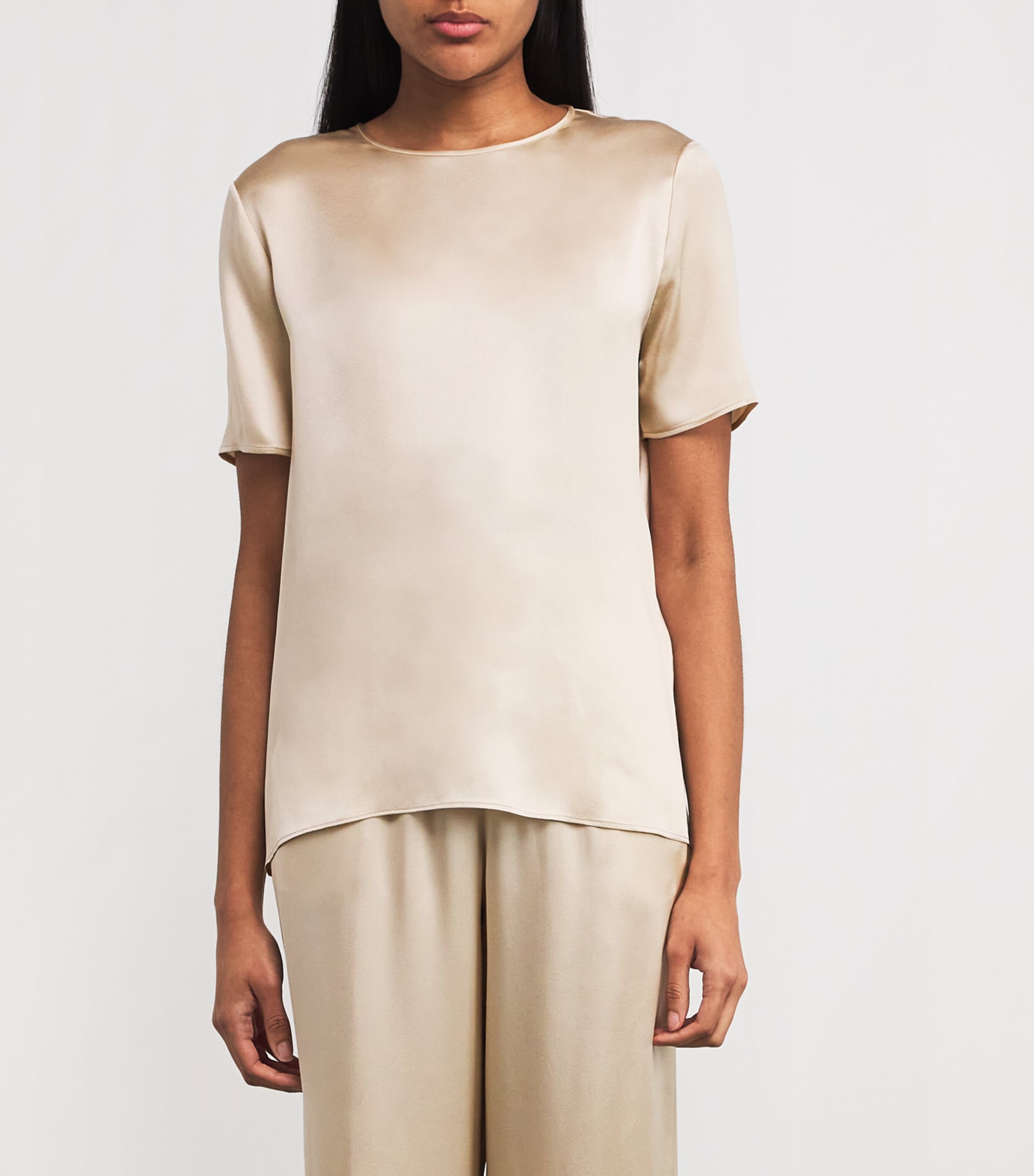 Eleventy Womens Silk Short-Sleeve T-Shirt Sabbia Image 3