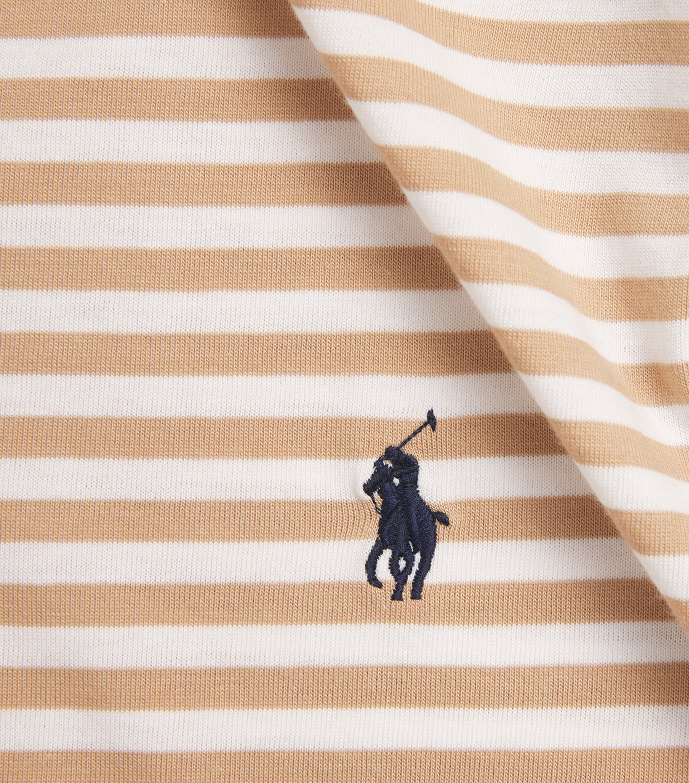 Polo Ralph Lauren Mens Cotton Stripe Polo Pony Slim T-Shirt Vintage Khaki/white Image 6