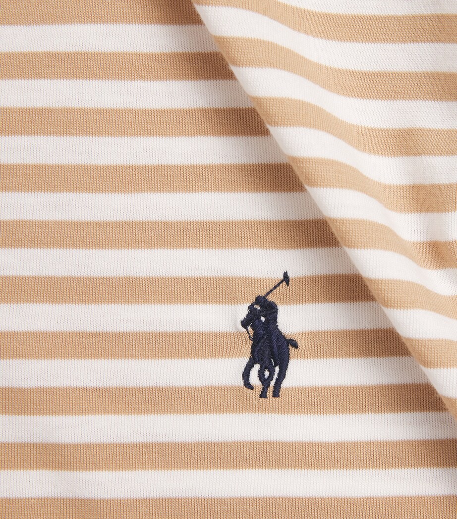 Polo Ralph Lauren Mens Cotton Stripe Polo Pony Slim T-Shirt Vintage Khaki/white Image 6