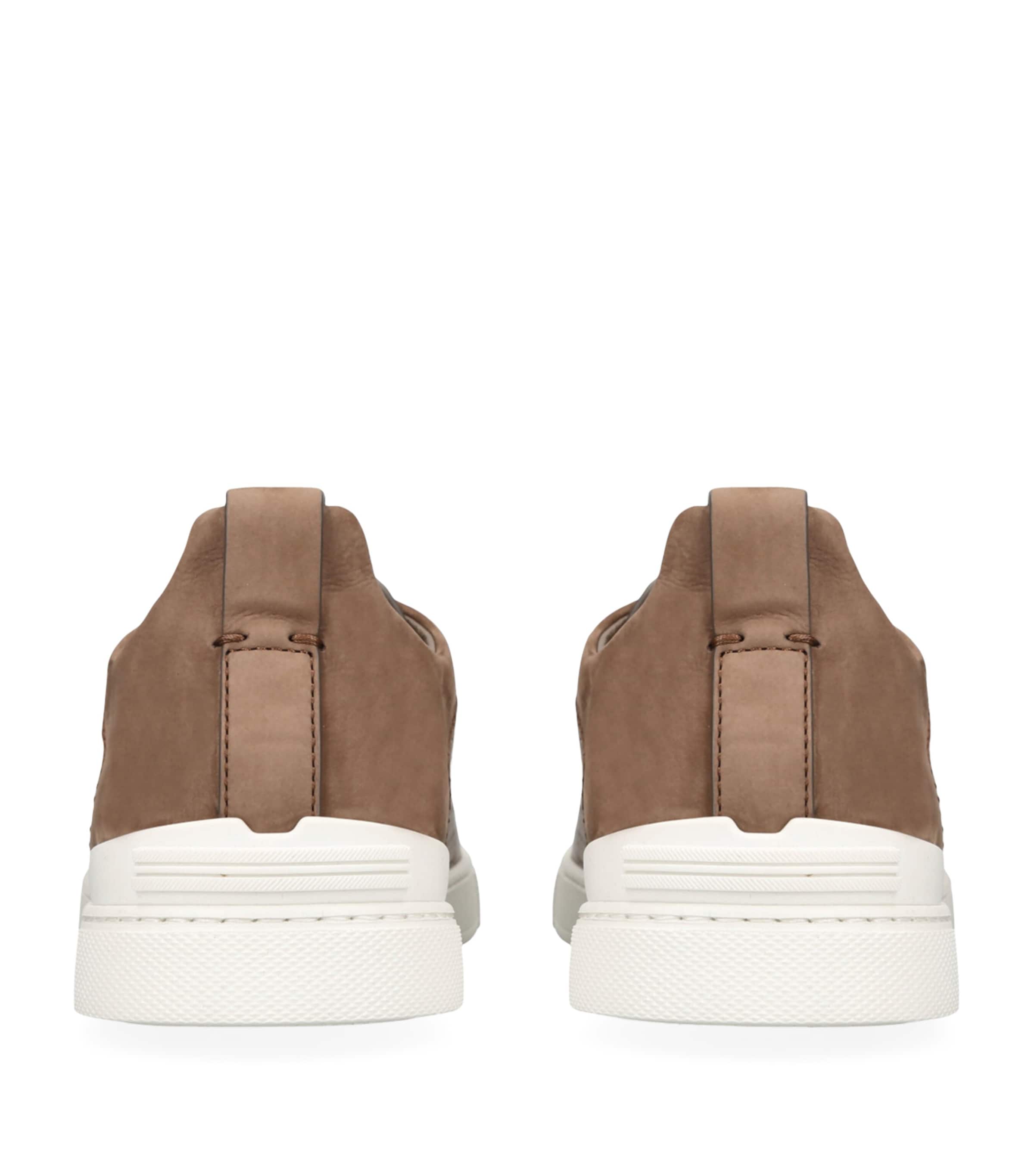 Crocodile Leather Triple Stitch SECONDSKIN Sneakers BROWN Image 2