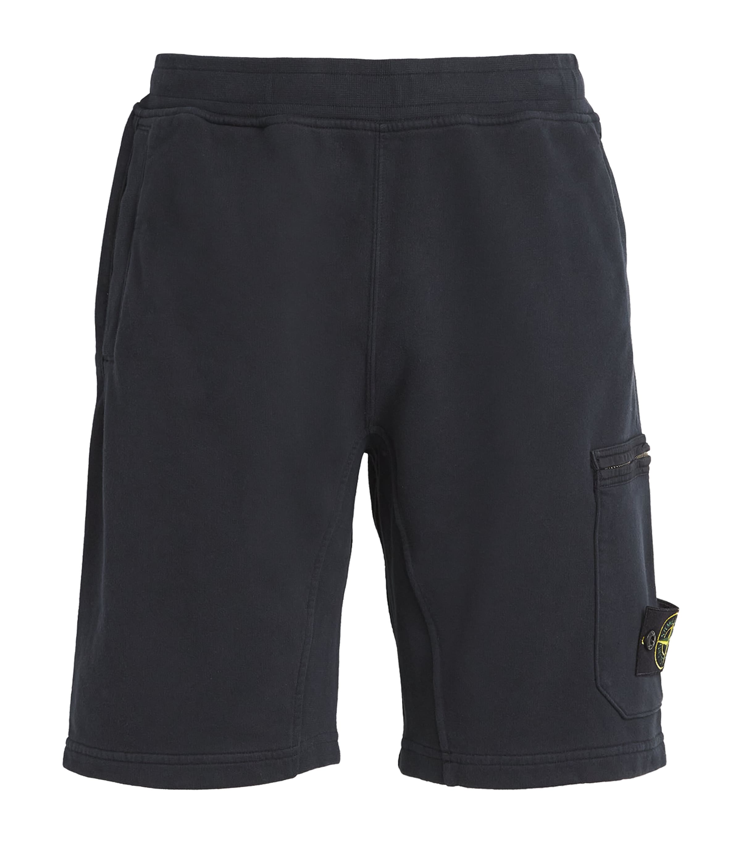 Stone Island Fleece Compass Logo Sweatshorts In Navy