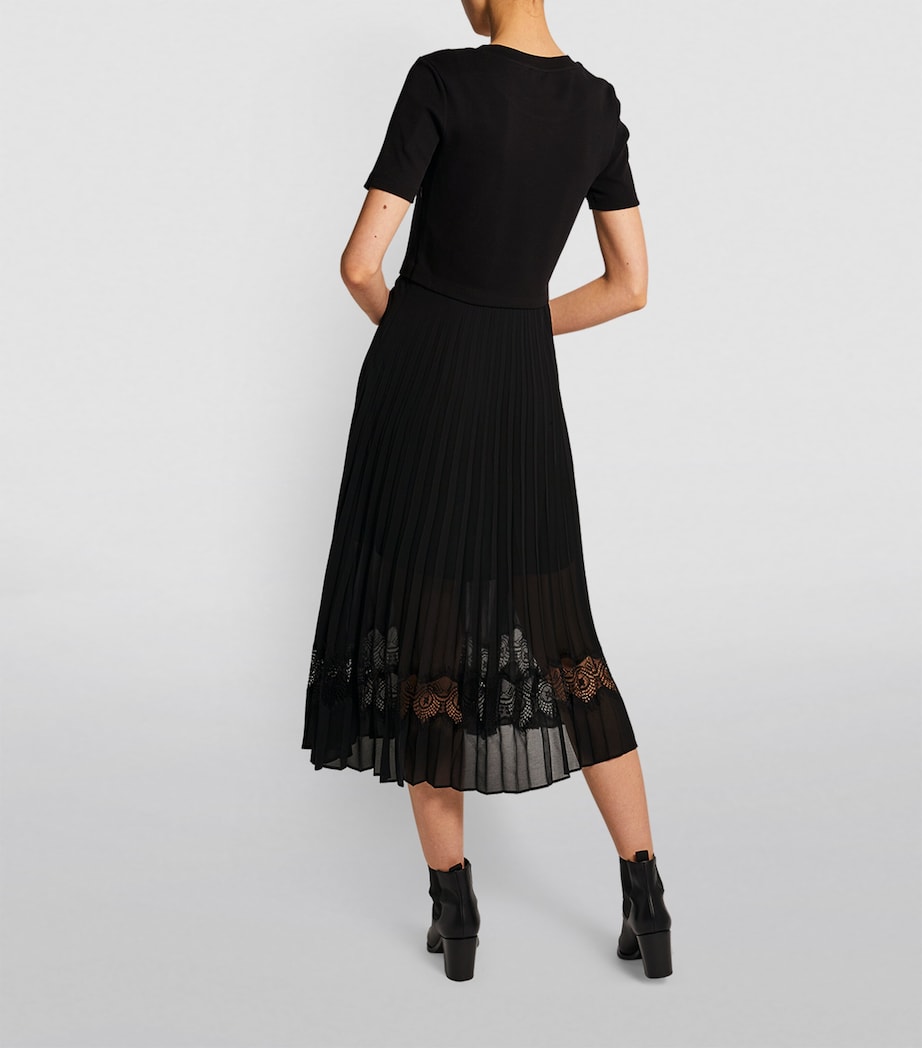 Pleated Skirt Midi Dress BLACK Image 3