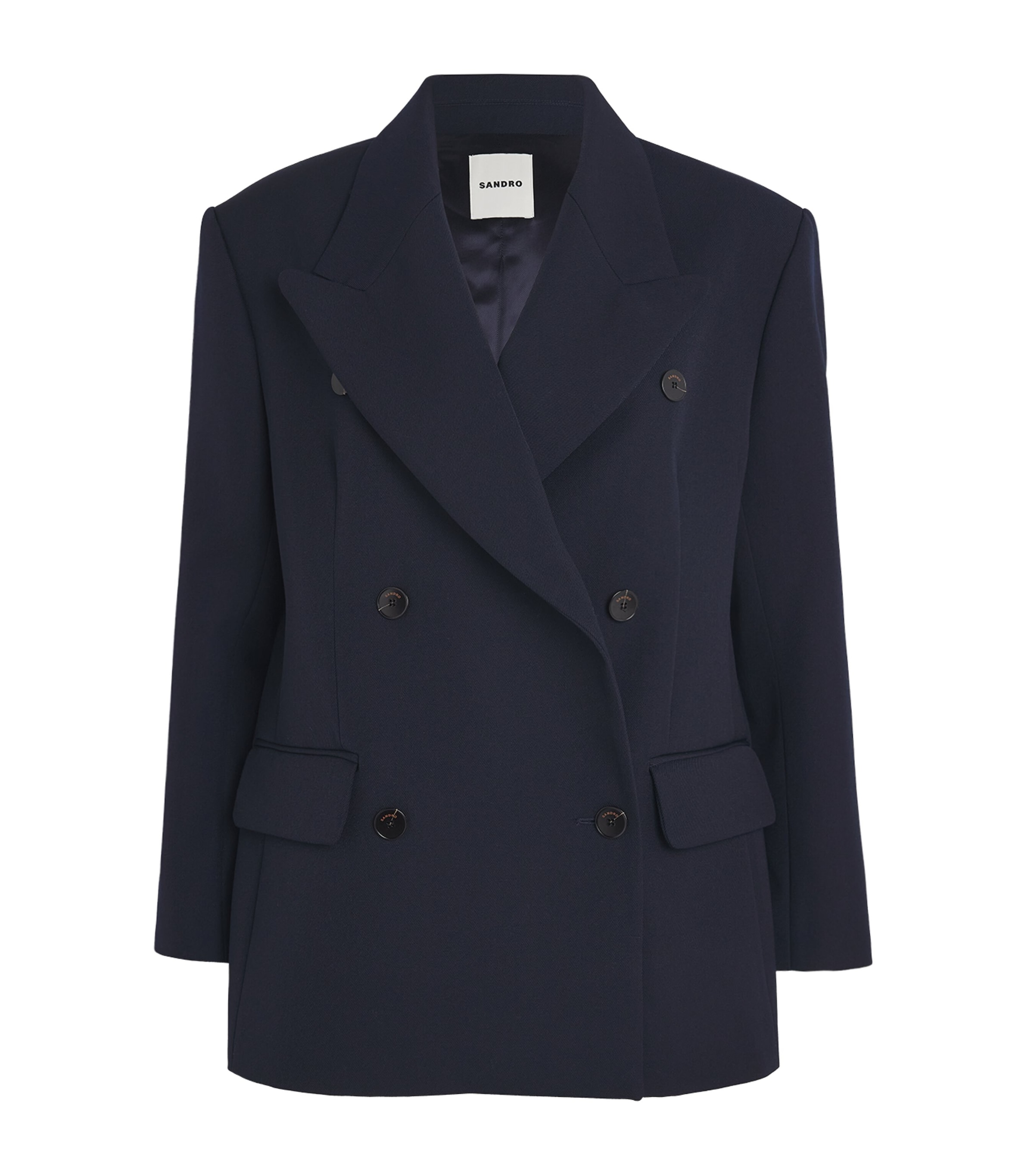 Sandro Virgin Wool-blend Blazer In Blue