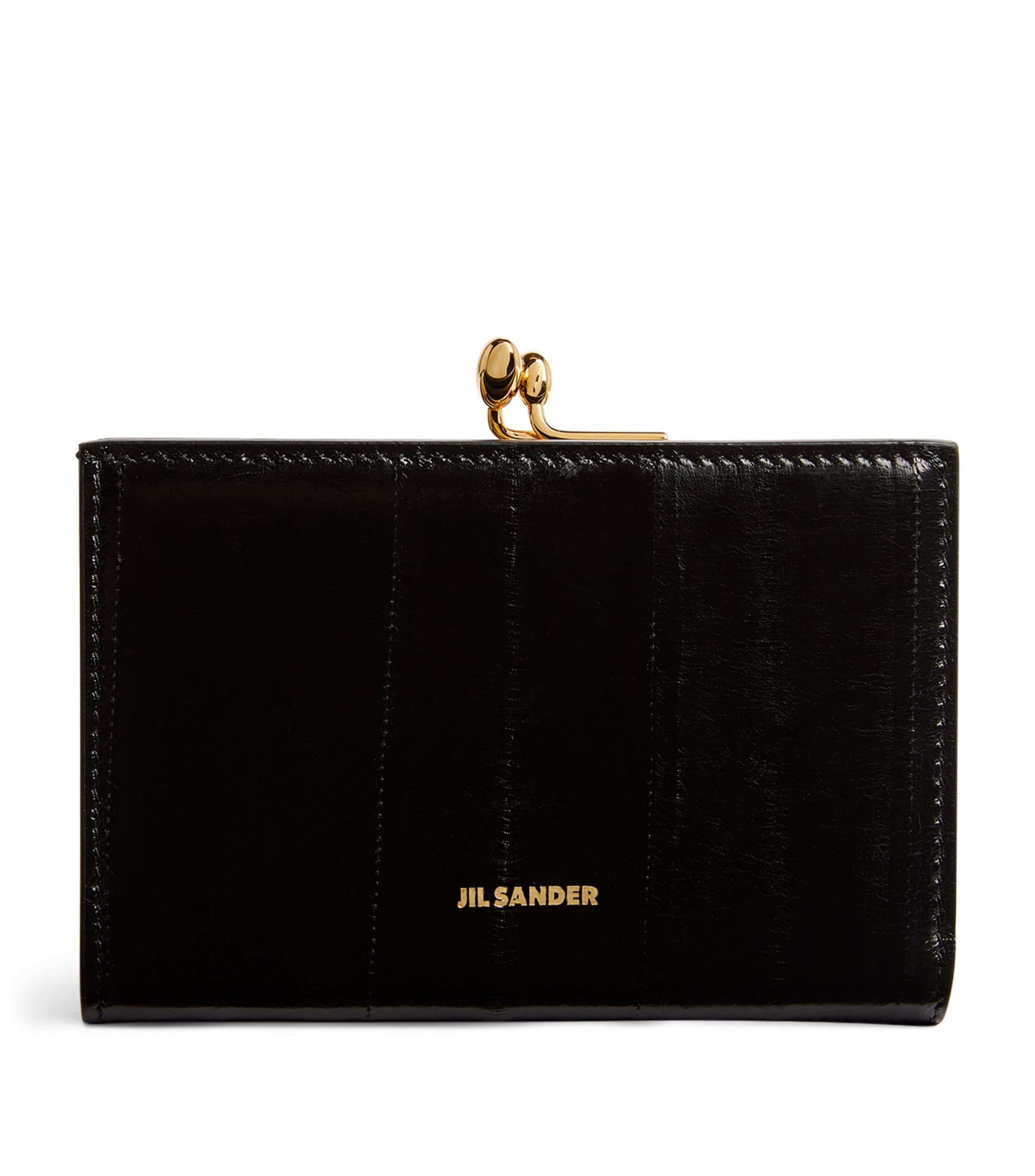 Jil Sander Small Leather Goji Wallet In Gray