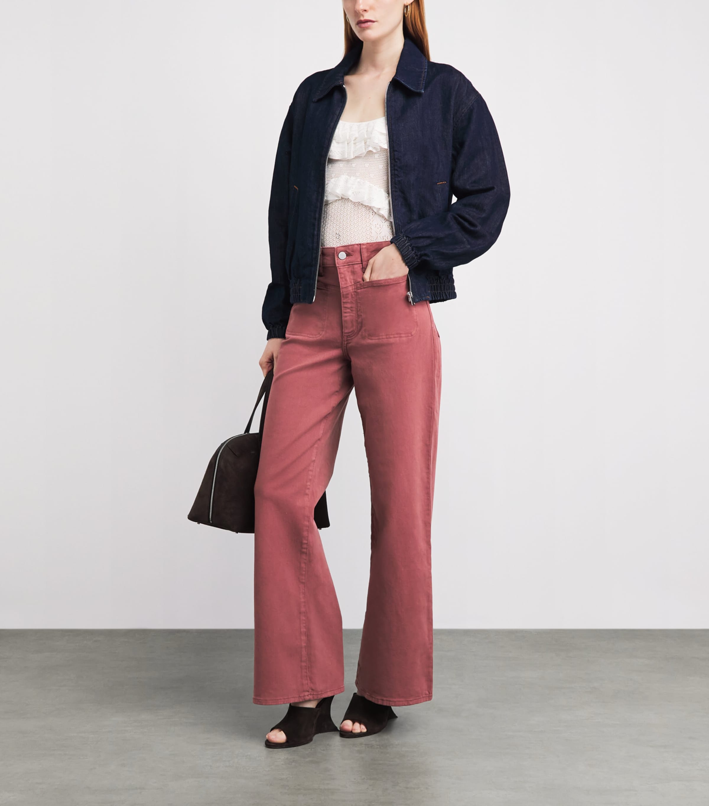 PAIGE Womens Anessa Wide-Leg Jeans Vintage Brick Berry Image 2