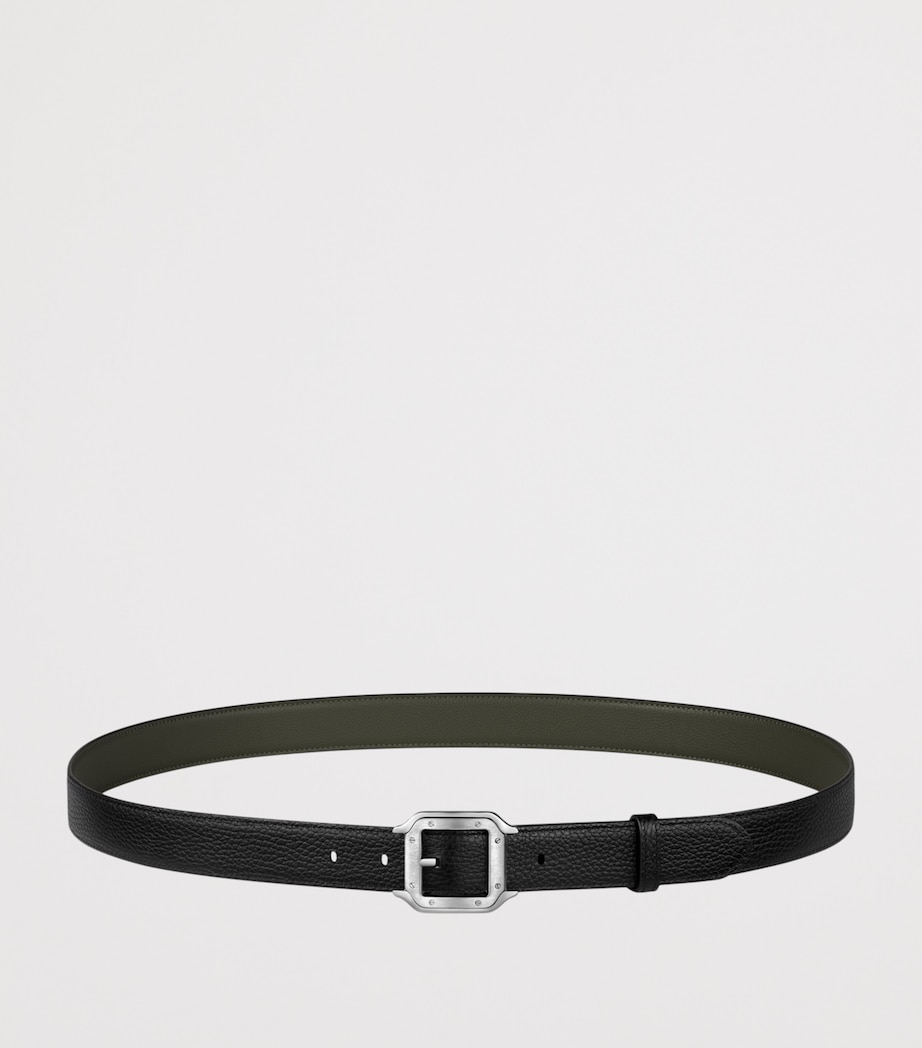 Leather Santos de Cartier Belt BLACK AND GREEN TEA Image 2