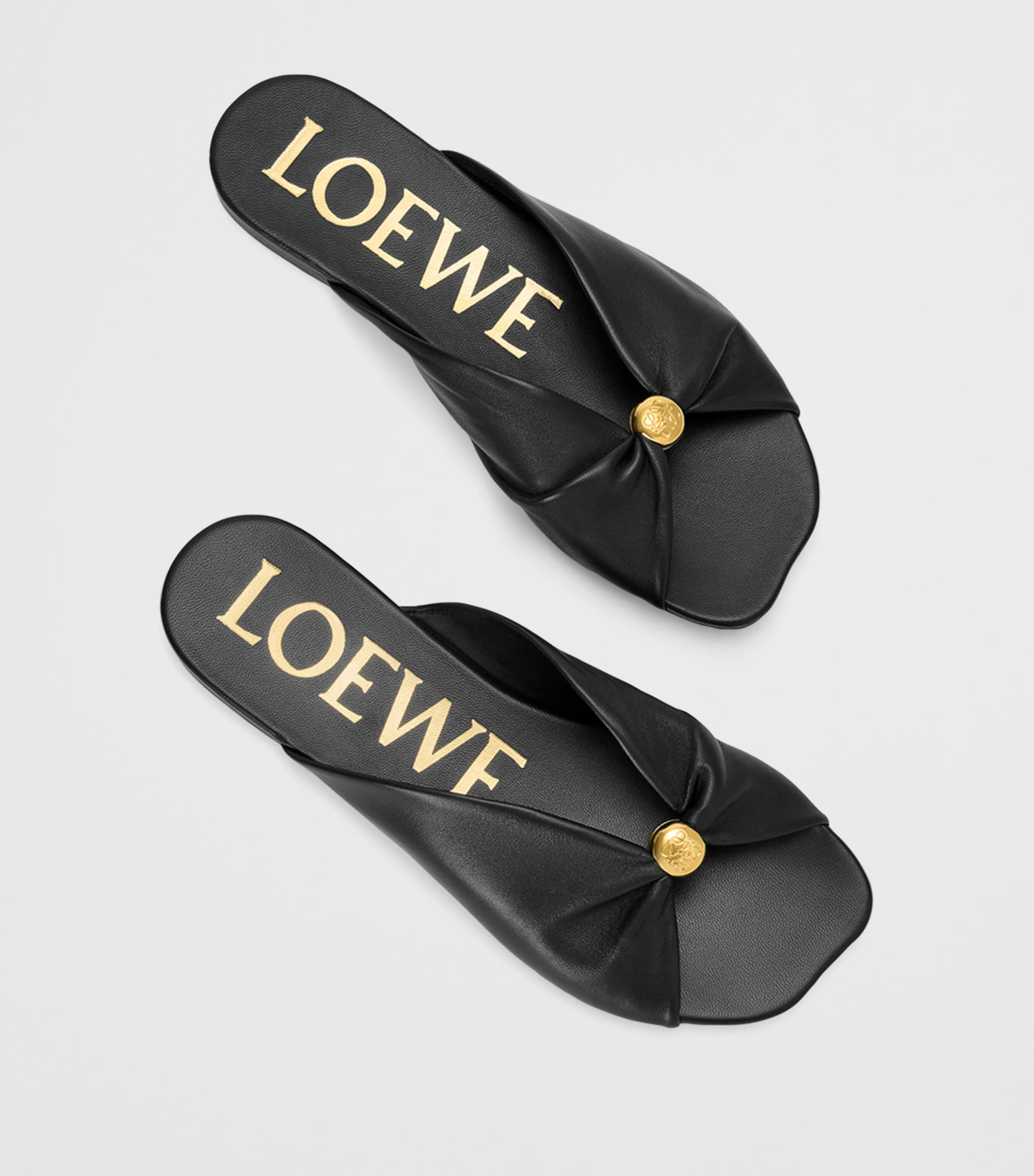 LOEWE x Paula's Ibiza Leather Pebble Slides Black Image 4