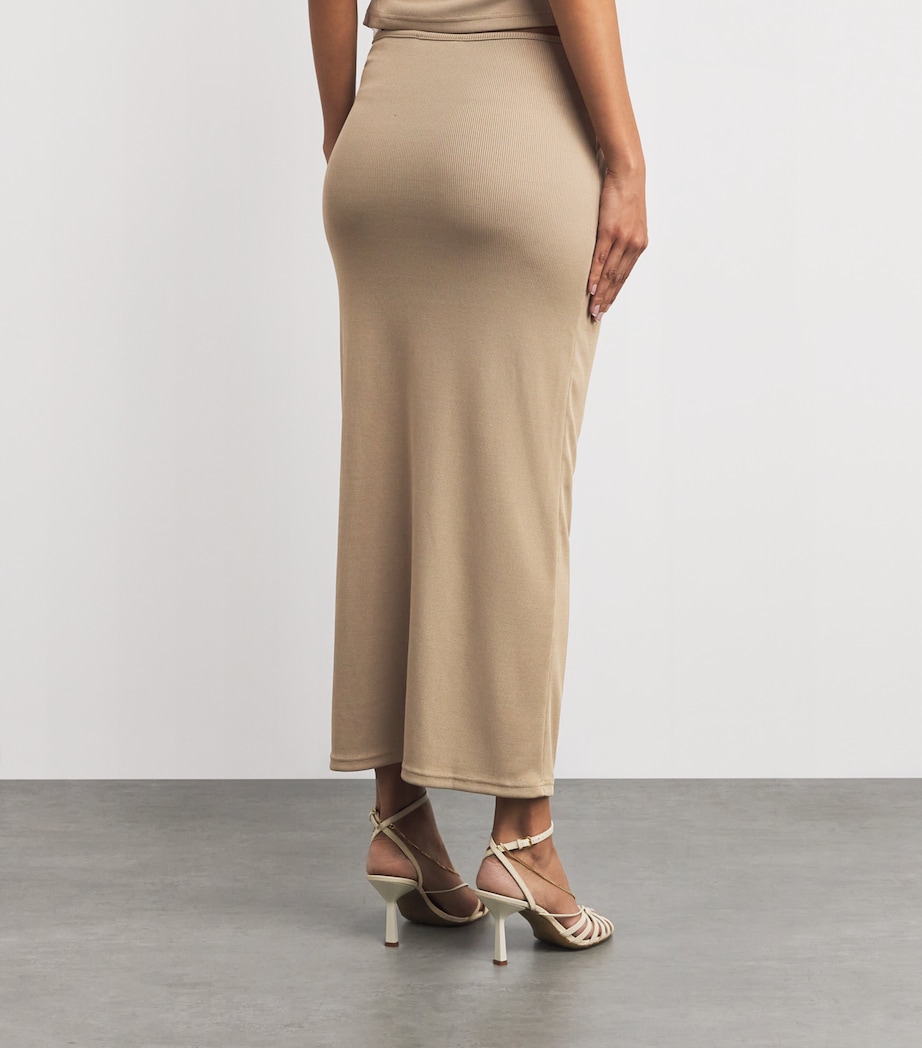 Mineral Stone-Detail Cut-Out Maxi Skirt SAND Image 4