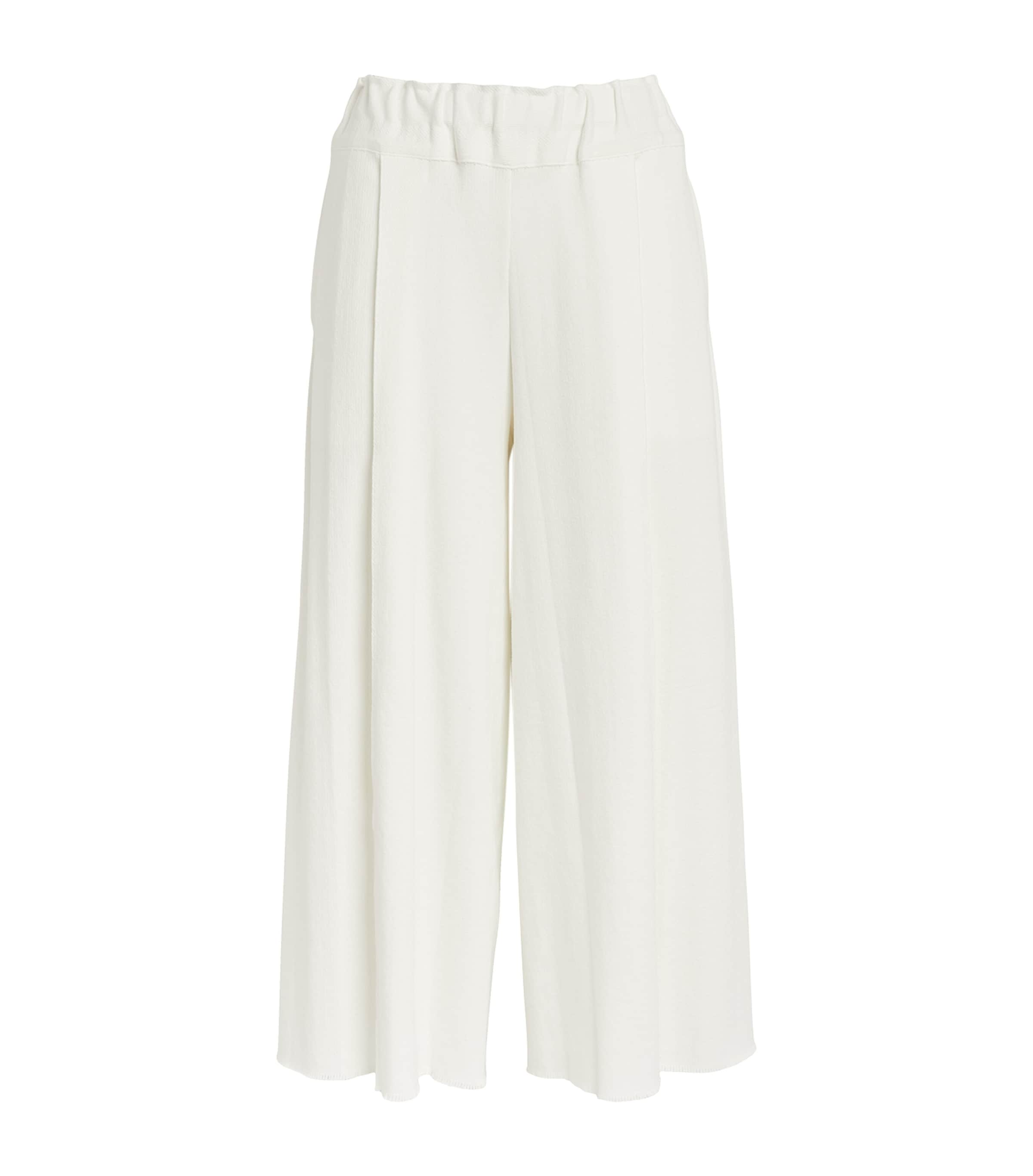 Issey Miyake Cropped Campagne Wide-leg Trousers In White