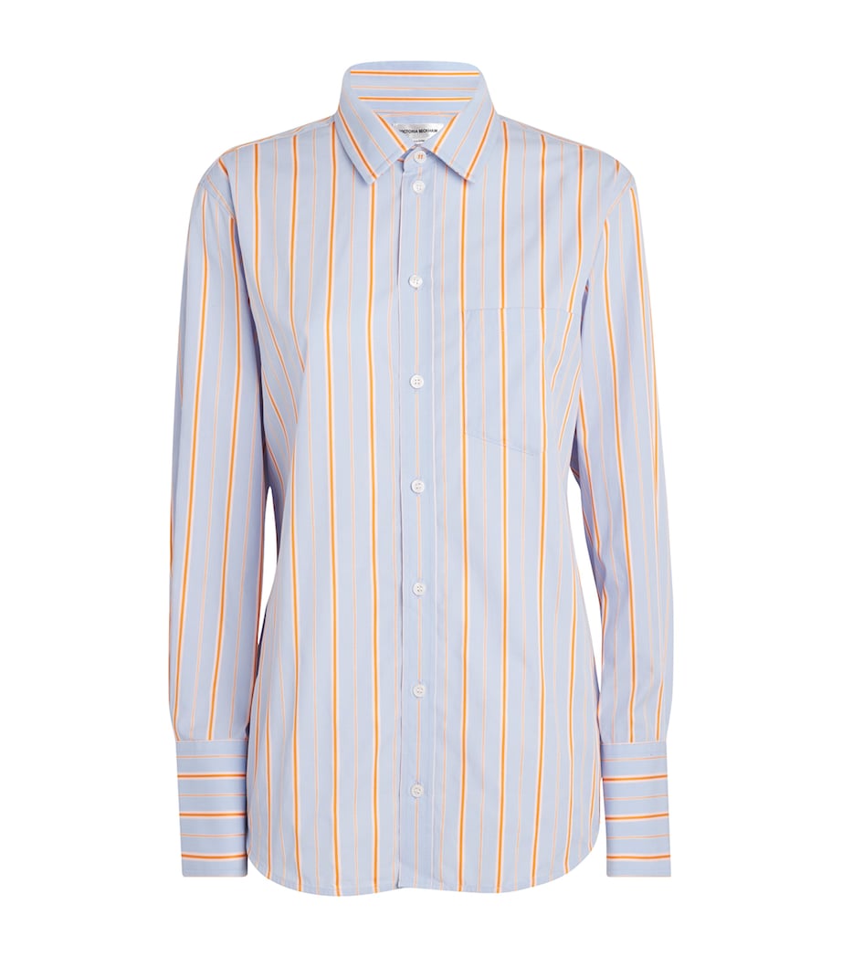 Tab-Detail Stripe Shirt 9472 DELPHINIUM/ORNG Image 1