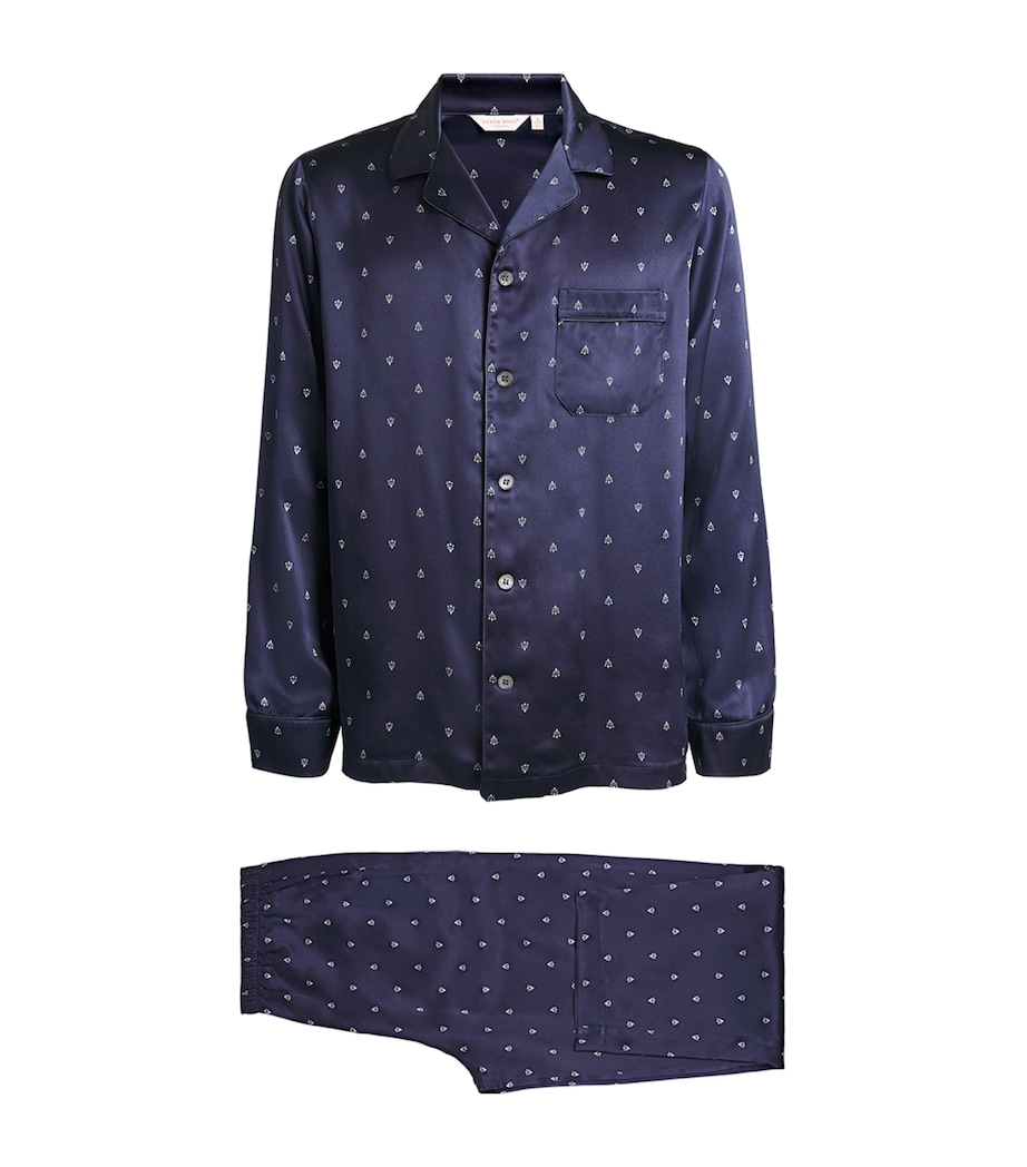 Silk Paisley Print Pyjama Set NAVY Image 1
