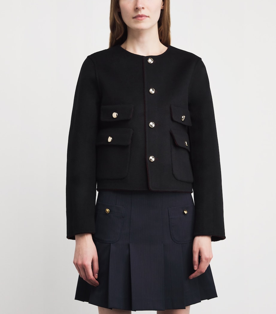 Wool-Blend Reversible Bomber Jacket BURGUNDY Image 3