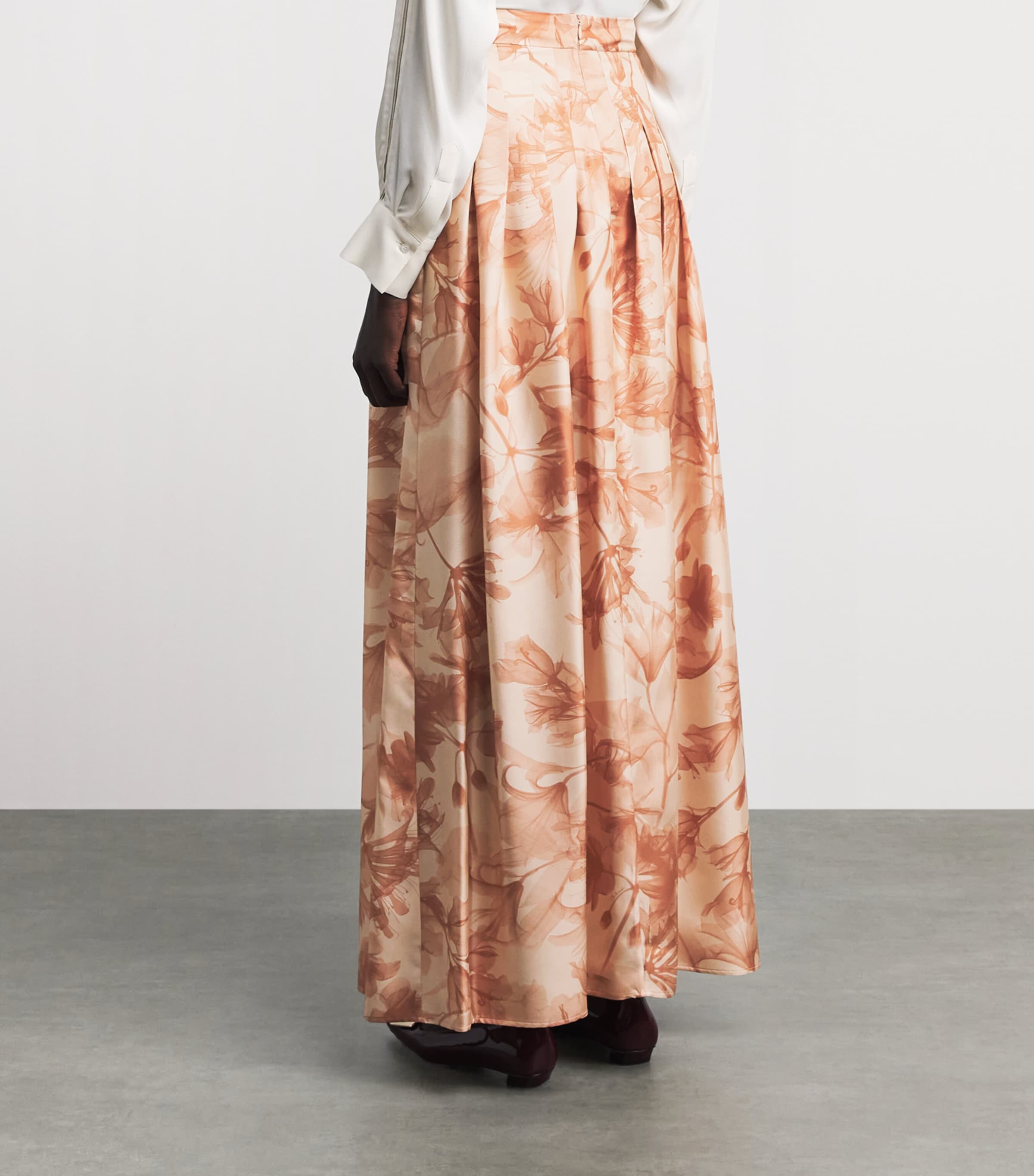 Colombo Womens Silk Floral Print Maxi Skirt Flower Print Col.fard Image 5