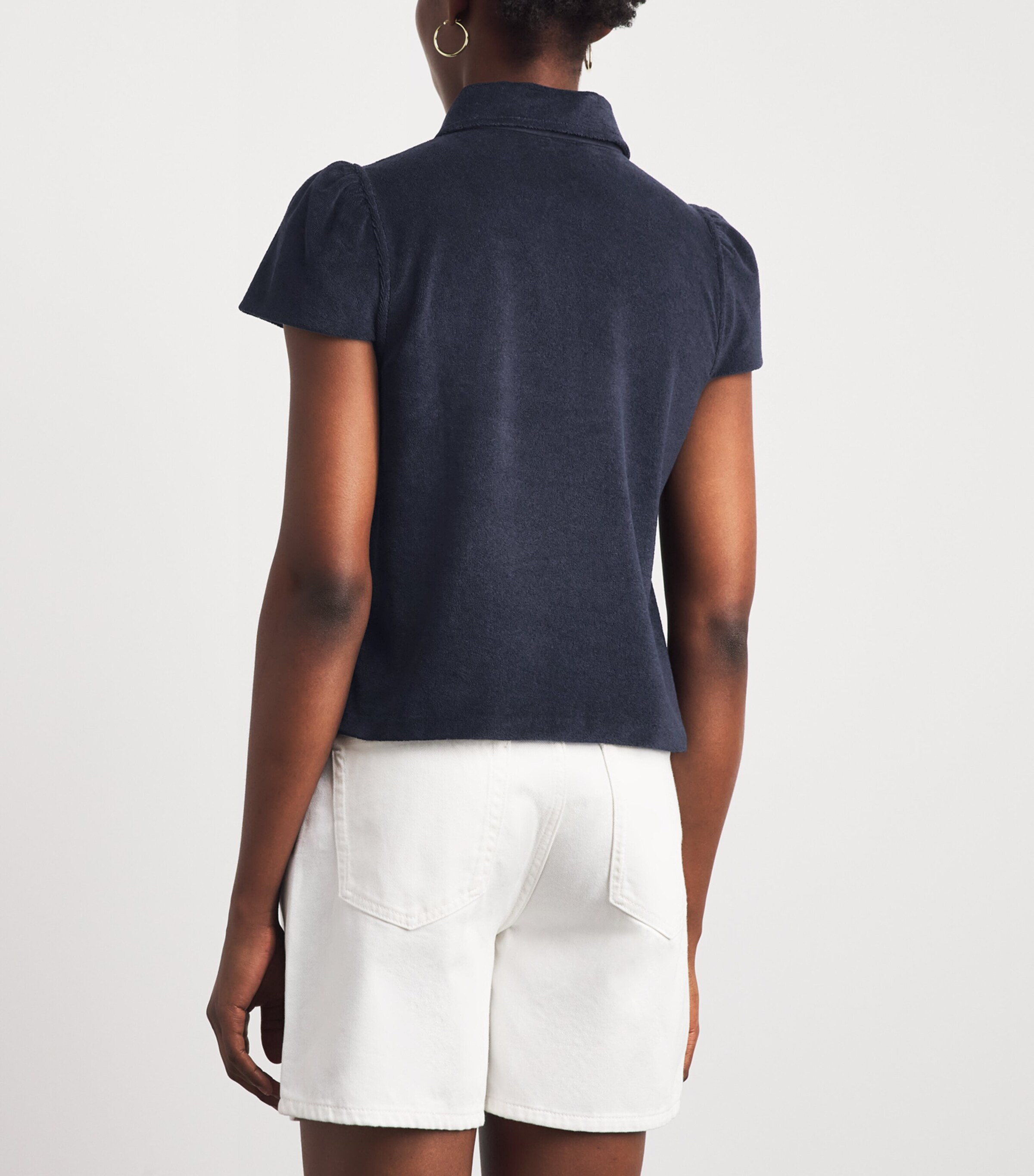 ME+EM Womens Terry Polo Shirt Navy Image 5