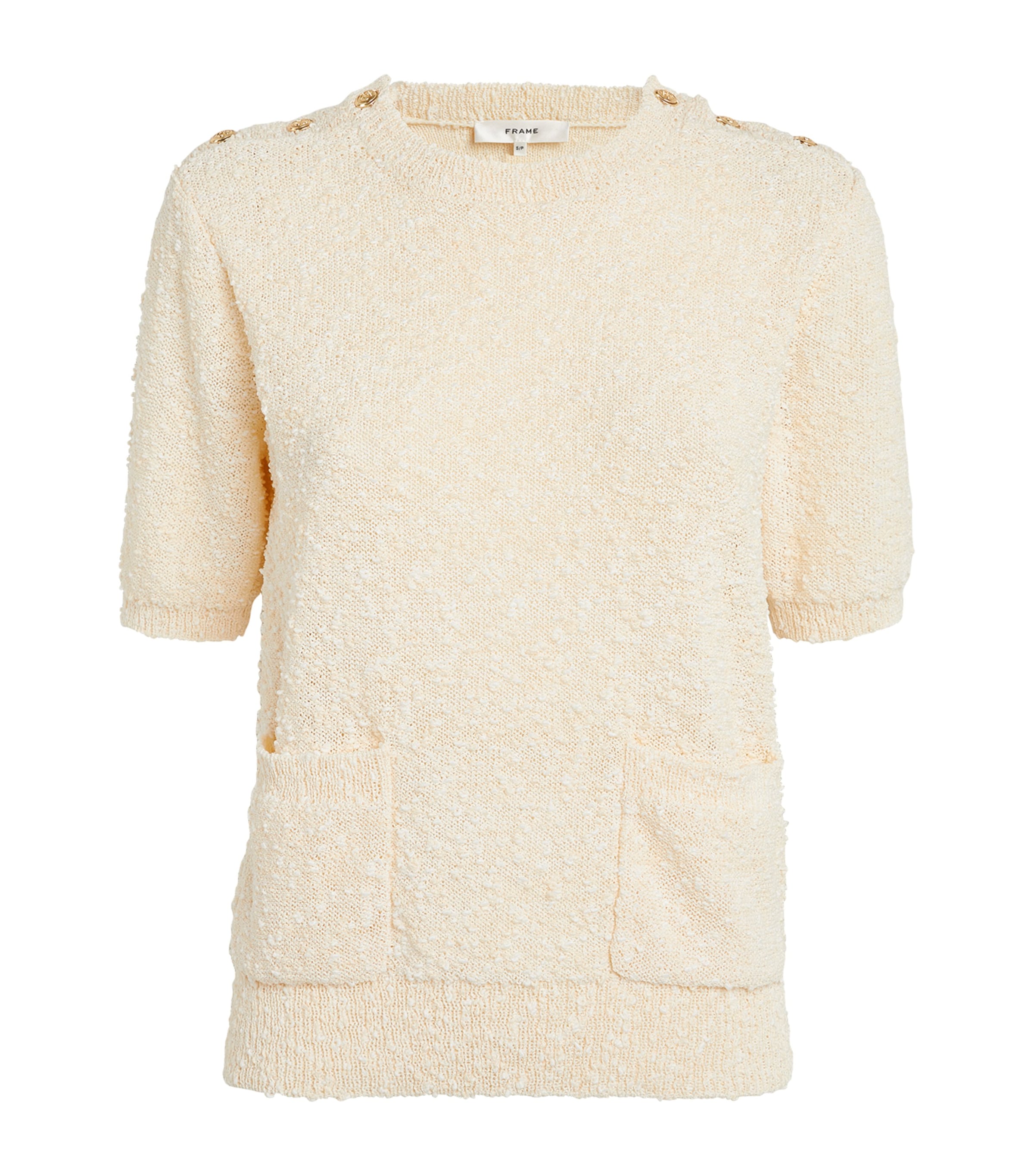 Frame Short-sleeve Sweater In Ivory