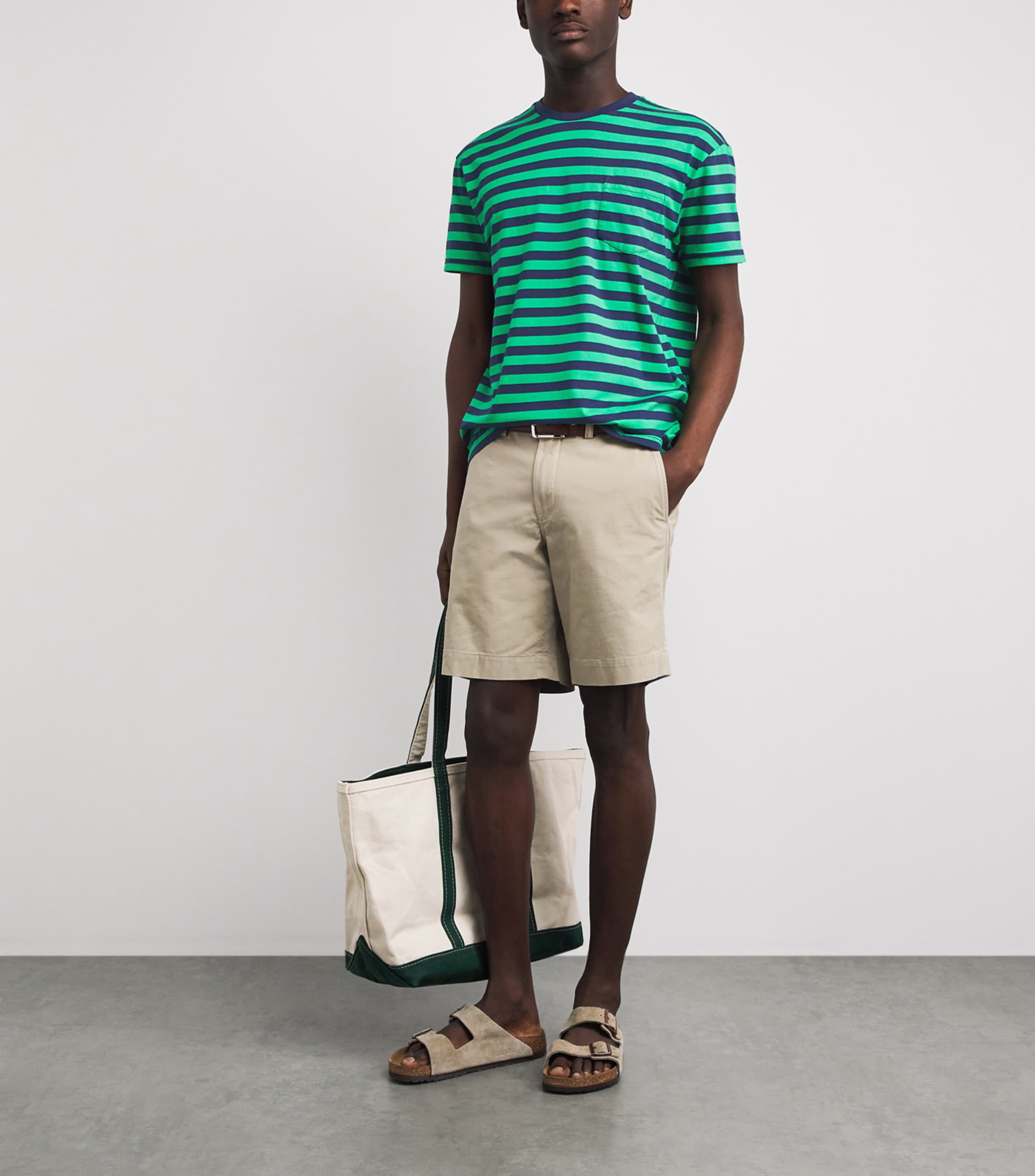 Polo Ralph Lauren Mens Cotton Stripe Classic Fit T-Shirt Ss Emerald/drk Coblt Image 2