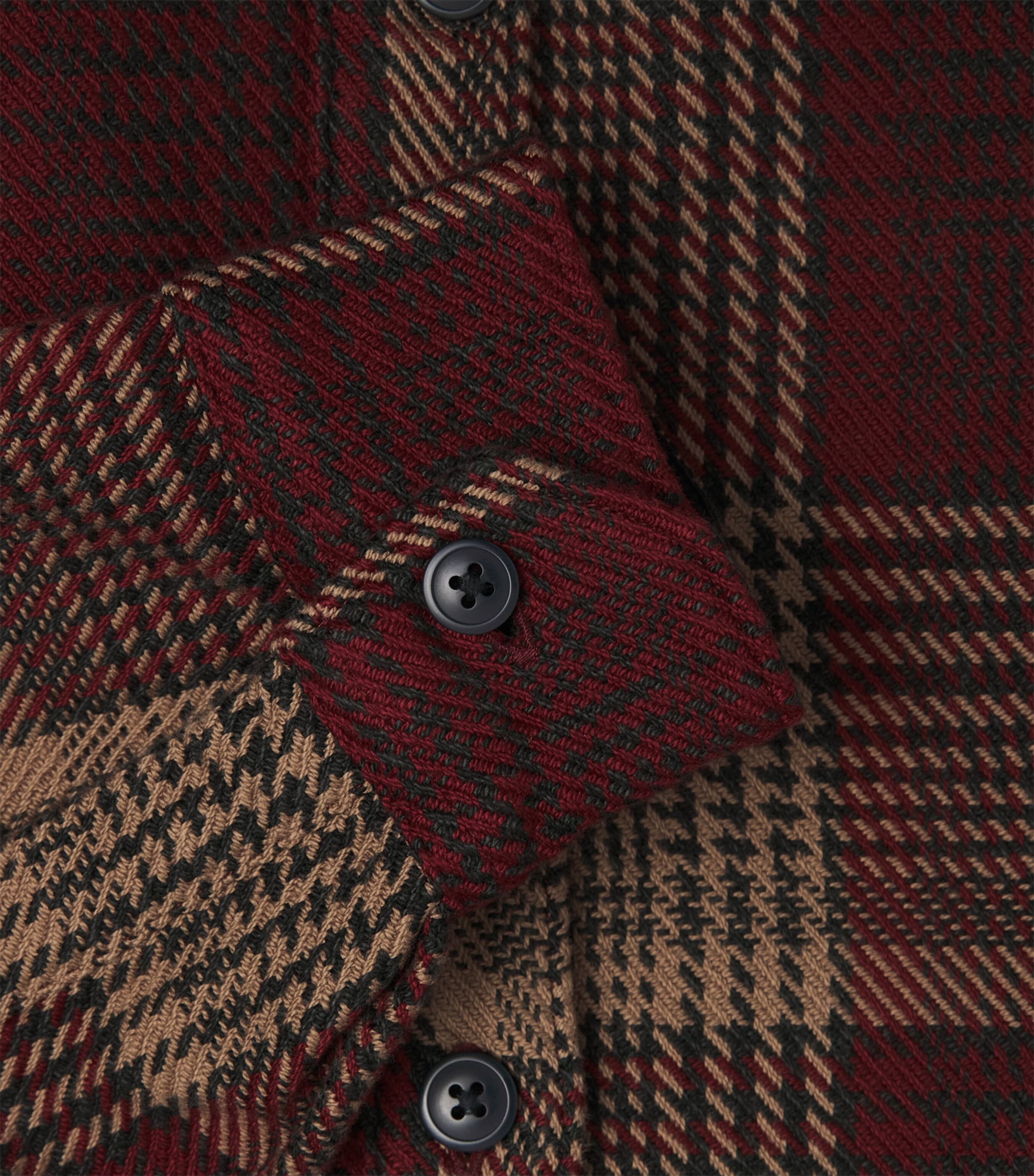 Barbour Mens Cotton Houndstooth Millom Overshirt Red Image 6