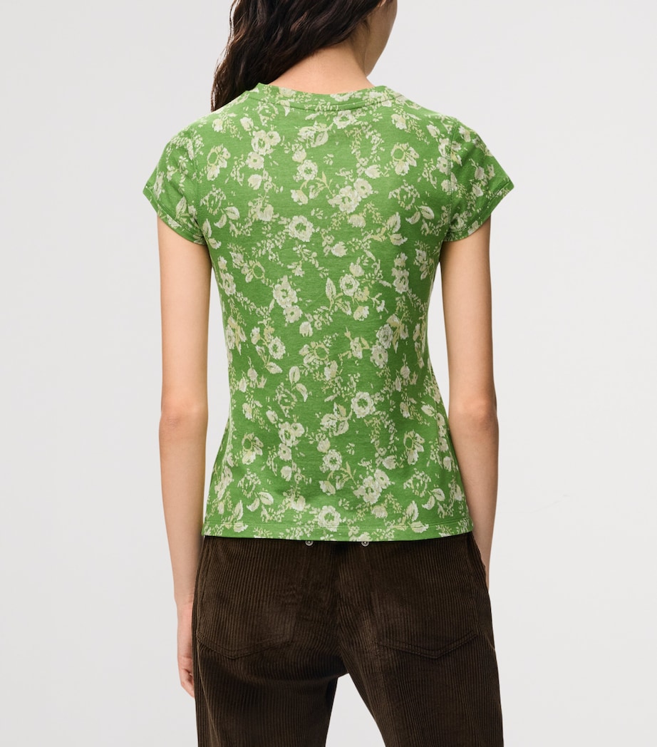 LOEWE Womens x Cosima Von Bonin Floral T-Shirt Green Image 4