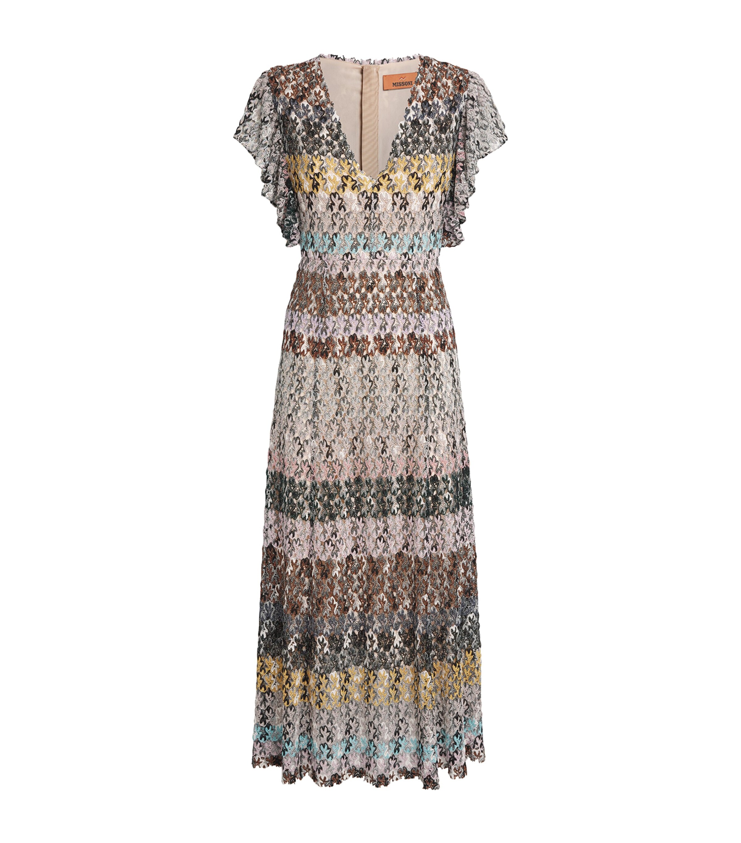 Missoni Womens Crochet Stripe Maxi Dress Multicolor Image 1