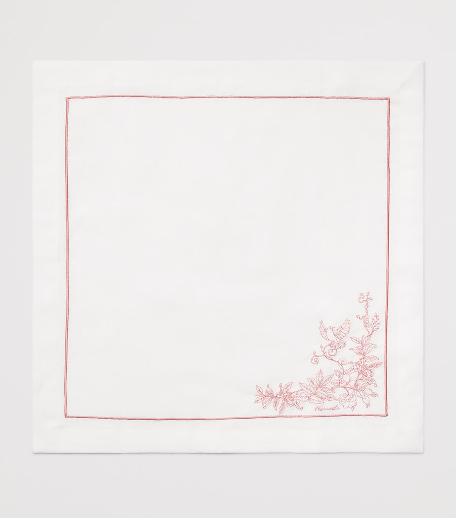 Set of 4 Cotton-Linen Embroidered Napkins PINK Image 2