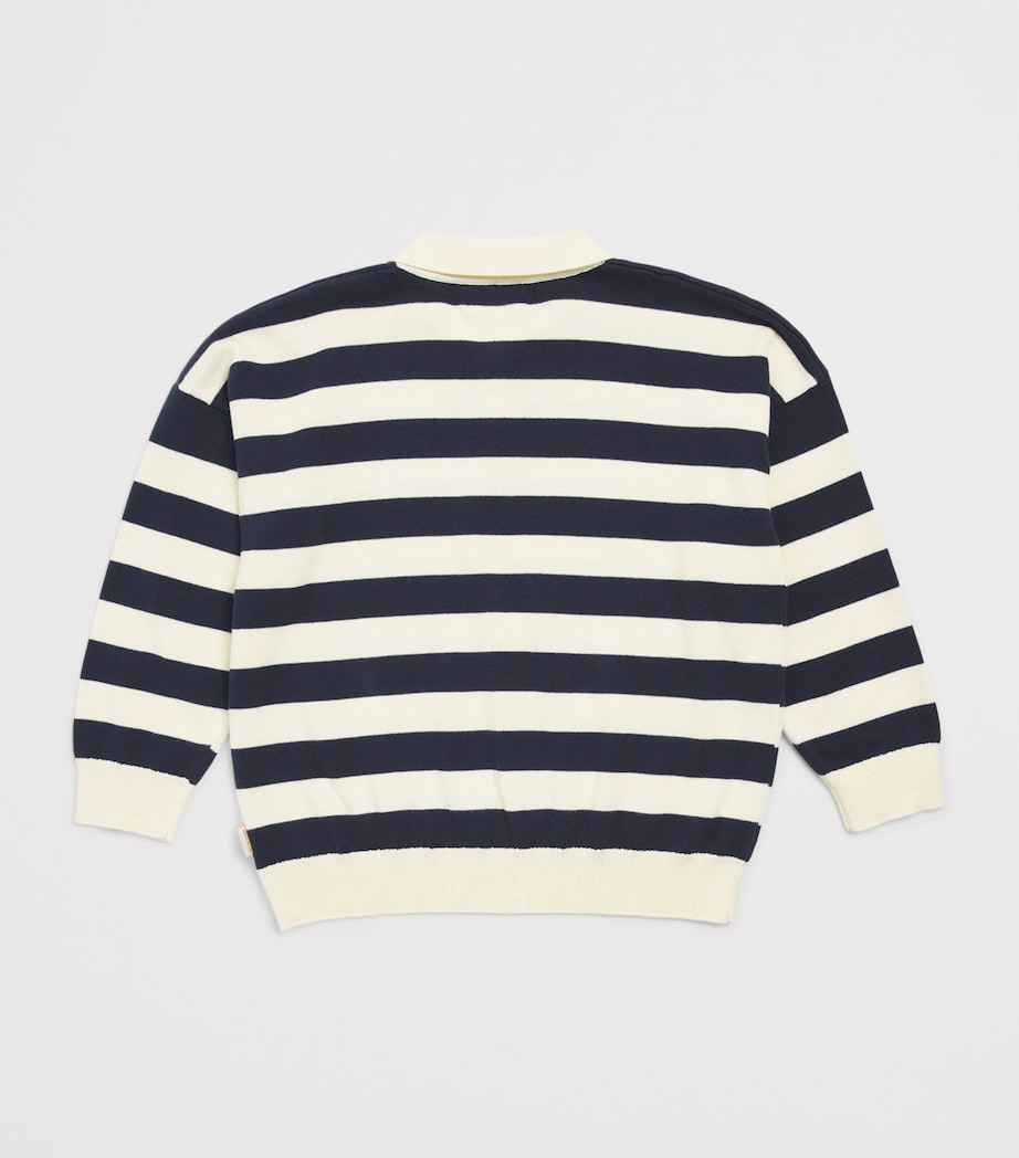 KONGES SLOJD Cotton Stripe Manis Polo Sweater (0-10 Years) Stripe Image 2