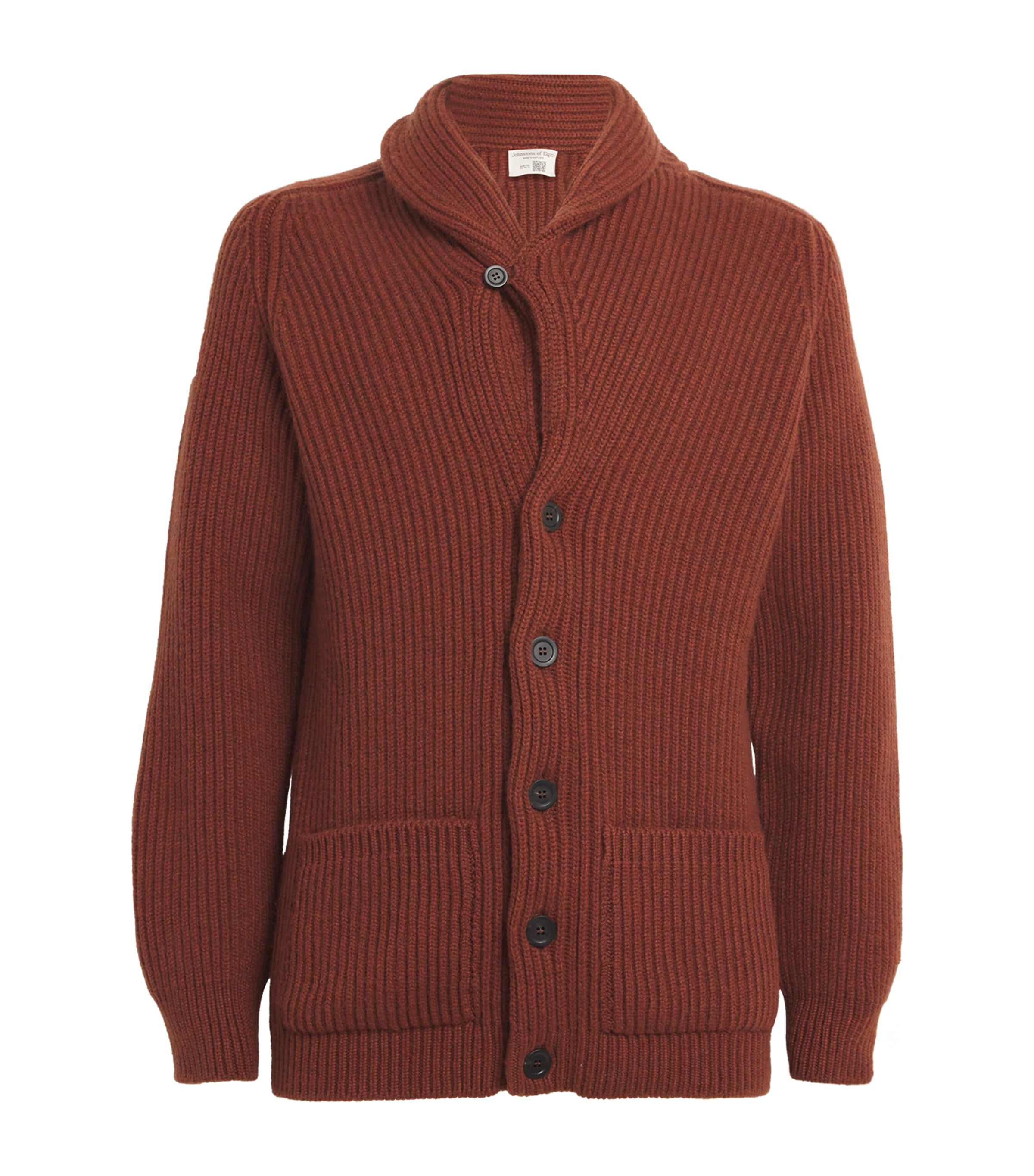 JOHNSTONS OF ELGIN CASHMERE SHAWL-COLLAR DONEGAL CARDIGAN 