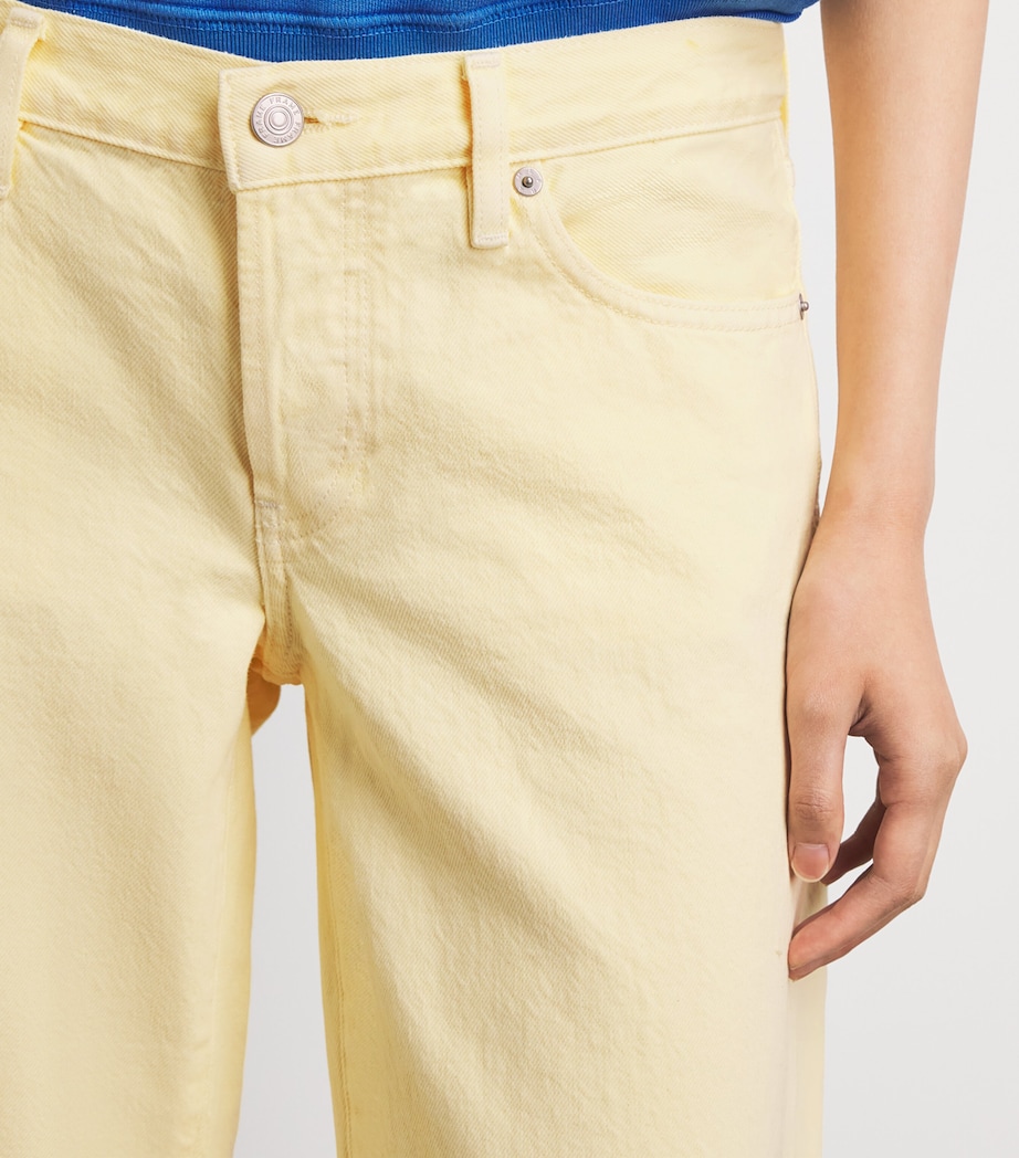 FRAME Womens The Pixie Gray Wide-Leg Jeans Limoncello Image 3