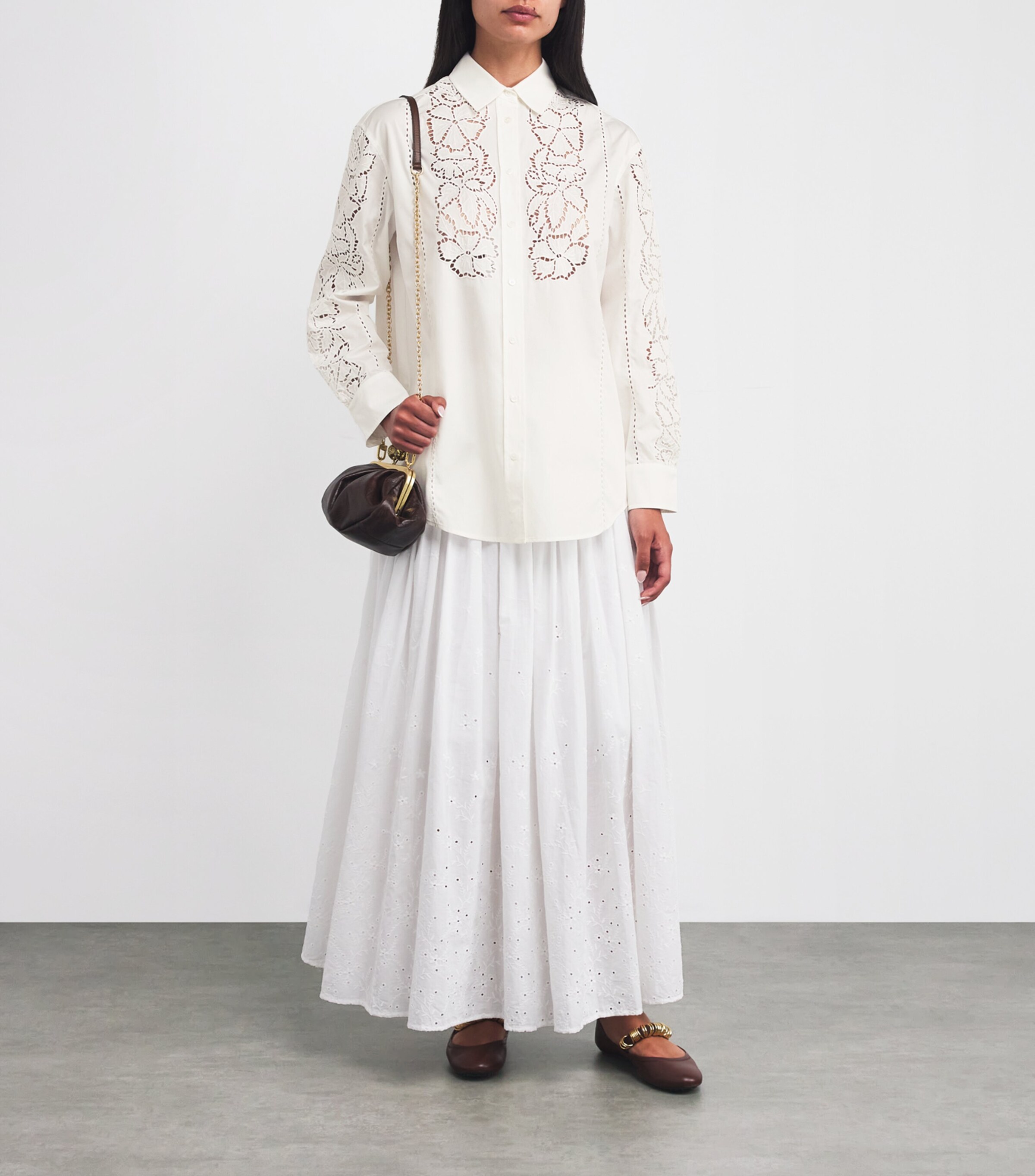 Cotton Broderie Anglaise Shirt WHITE Image 2