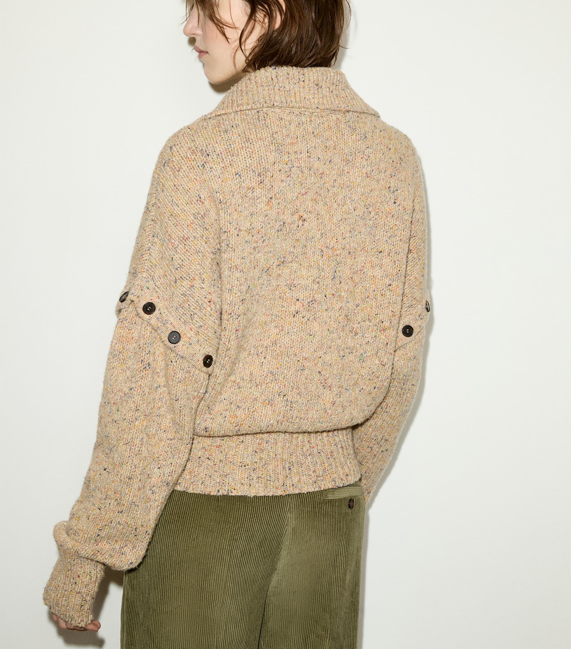 MAX&Co. Womens Wool Button-Detail Cardigan Beige Image 3