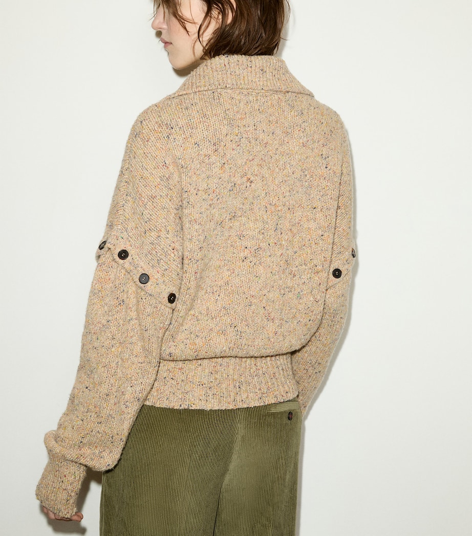 MAX&Co. Womens Wool Button-Detail Cardigan Beige Image 3
