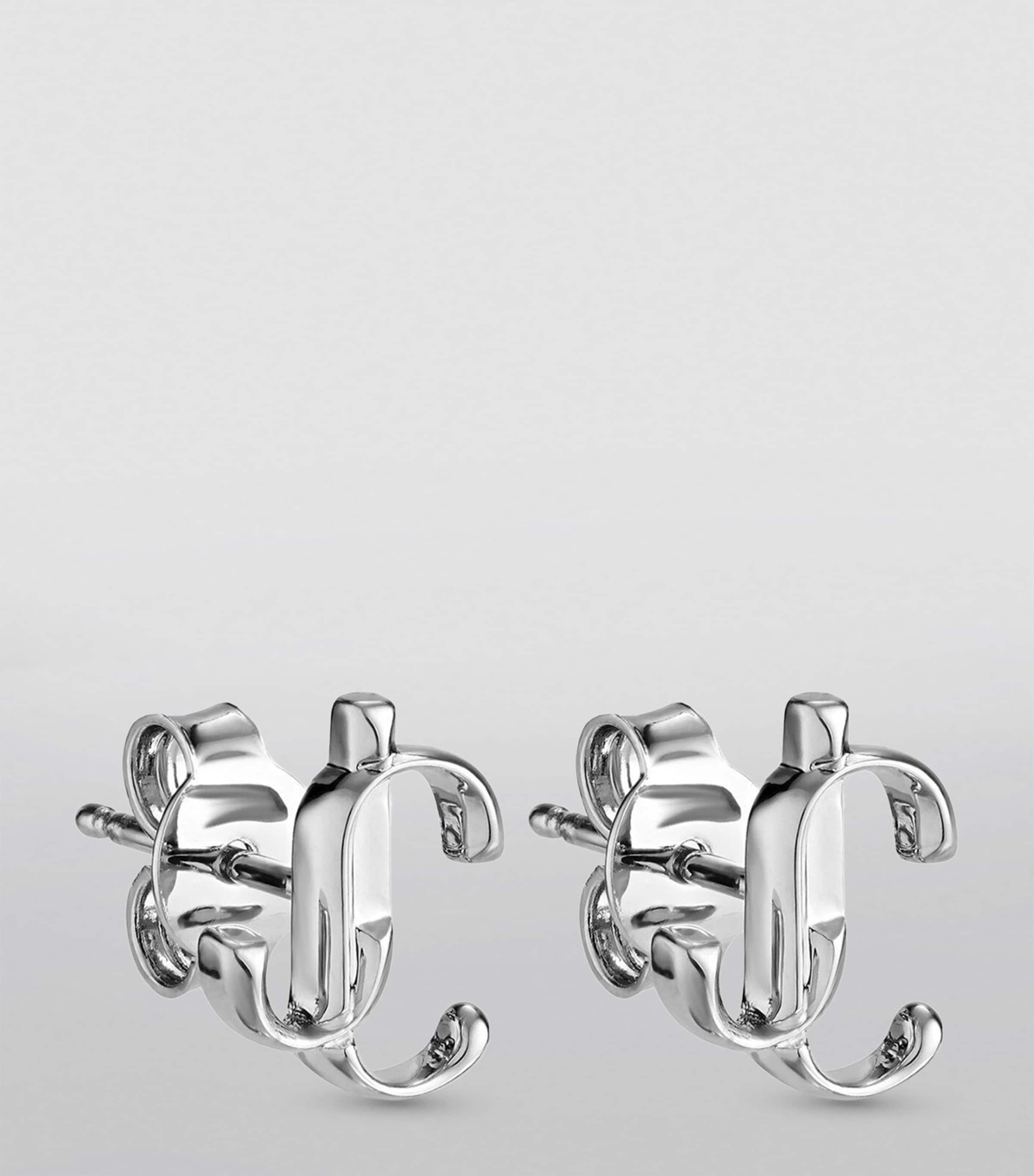 Jimmy Choo Monogram Stud Earrings Silver Image 3