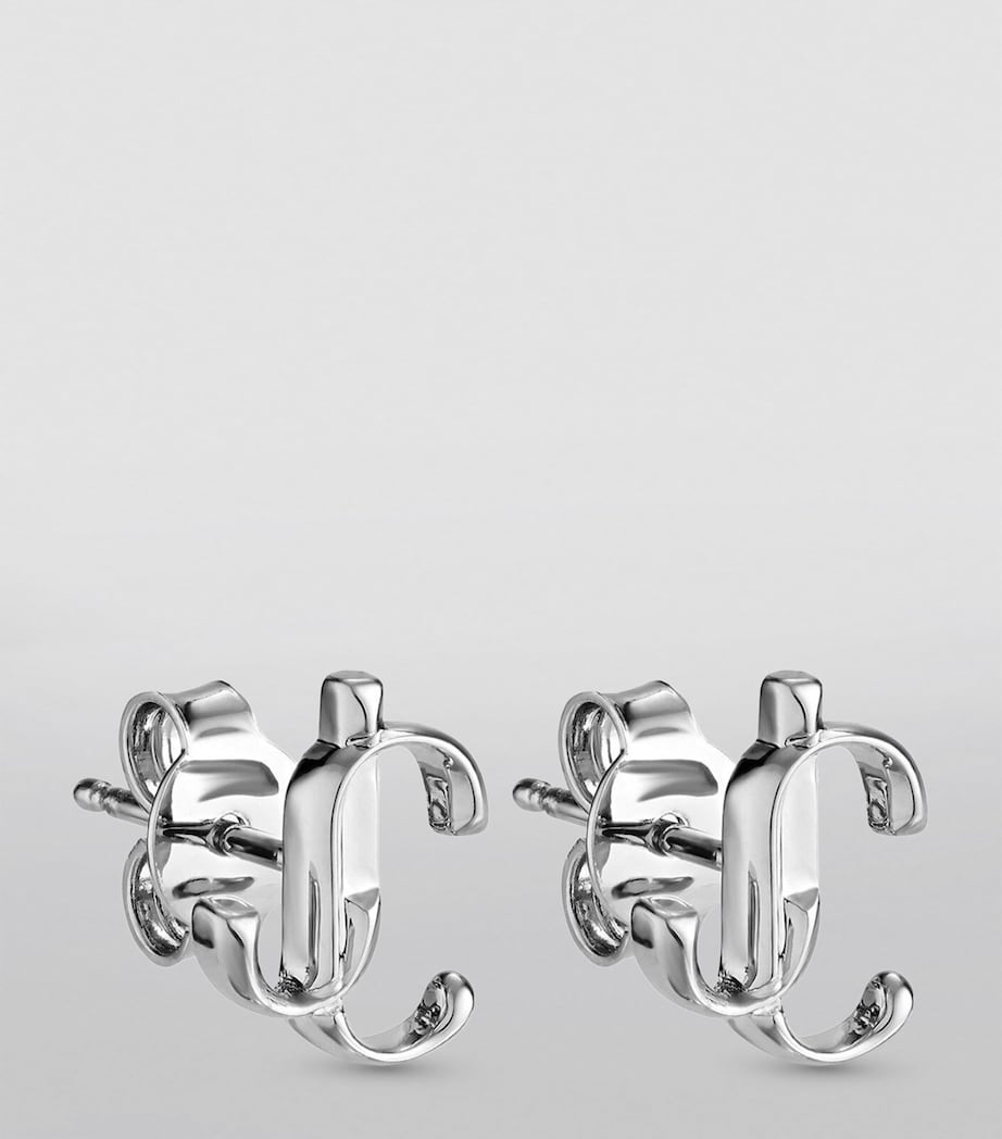 Jimmy Choo Monogram Stud Earrings Silver Image 3