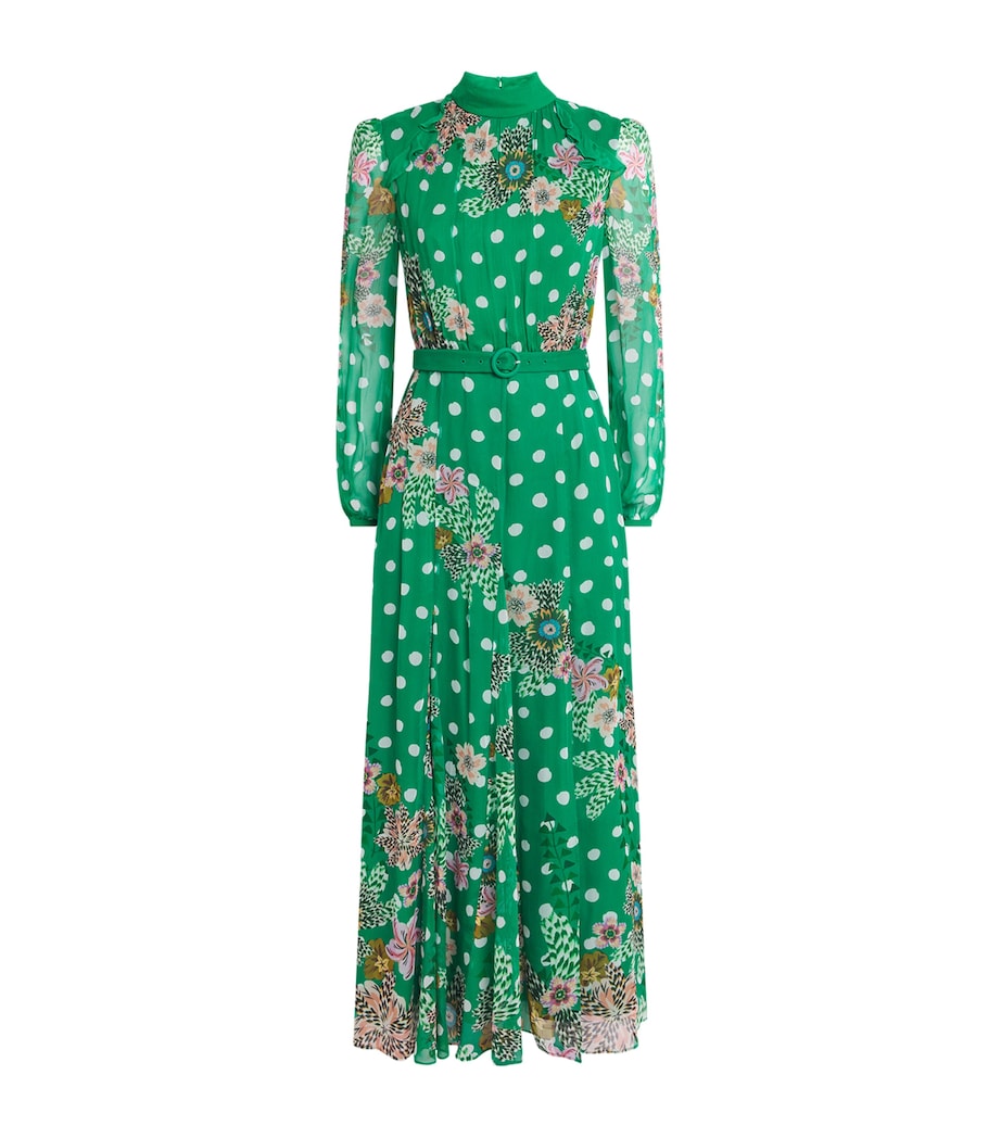 Saloni Womens Silk Jacqui B Midi Dress Clsia Plka Plmt Image 1