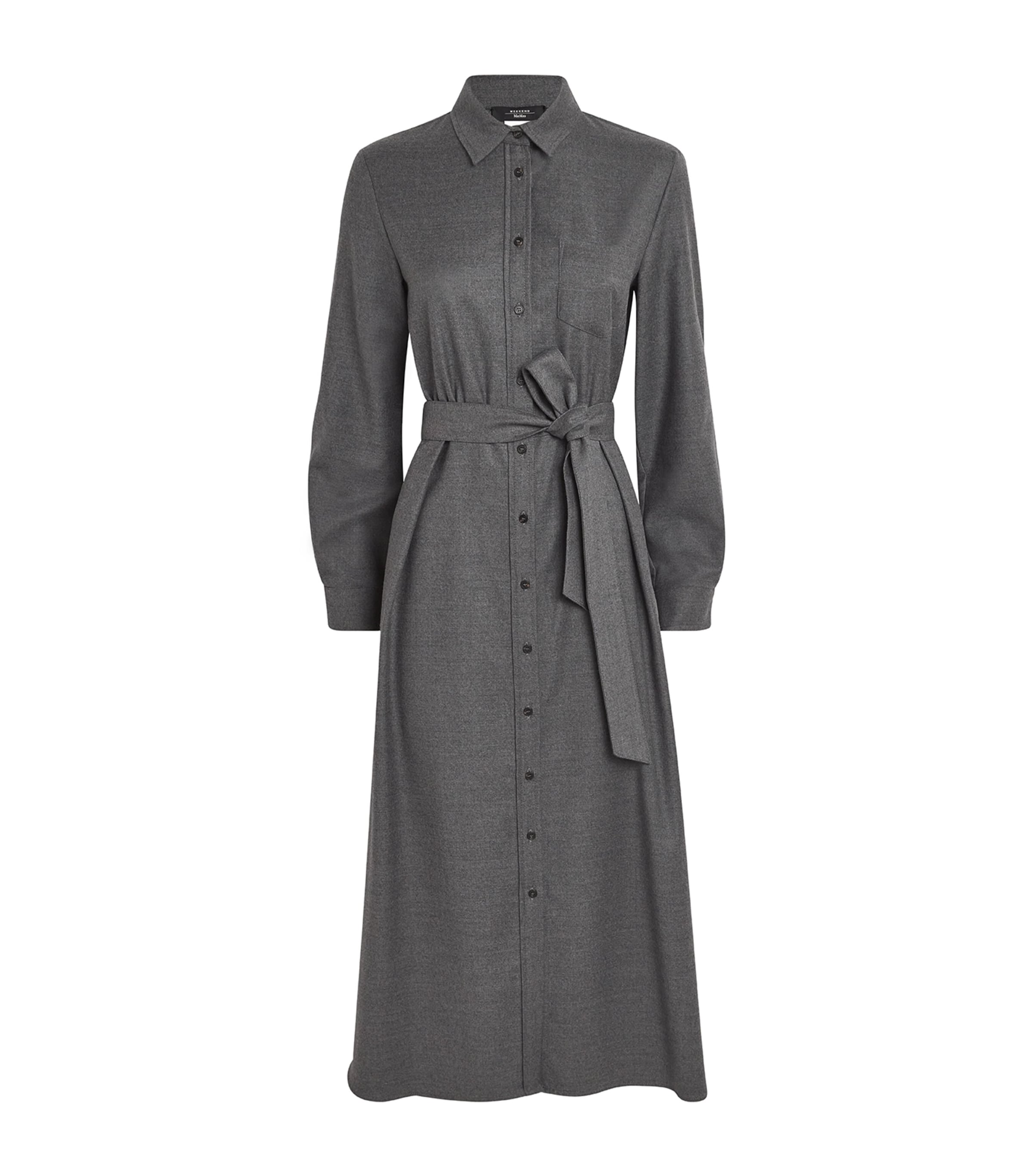 Shop Weekend Max Mara Virgin Wool Shirt Dress In Grey