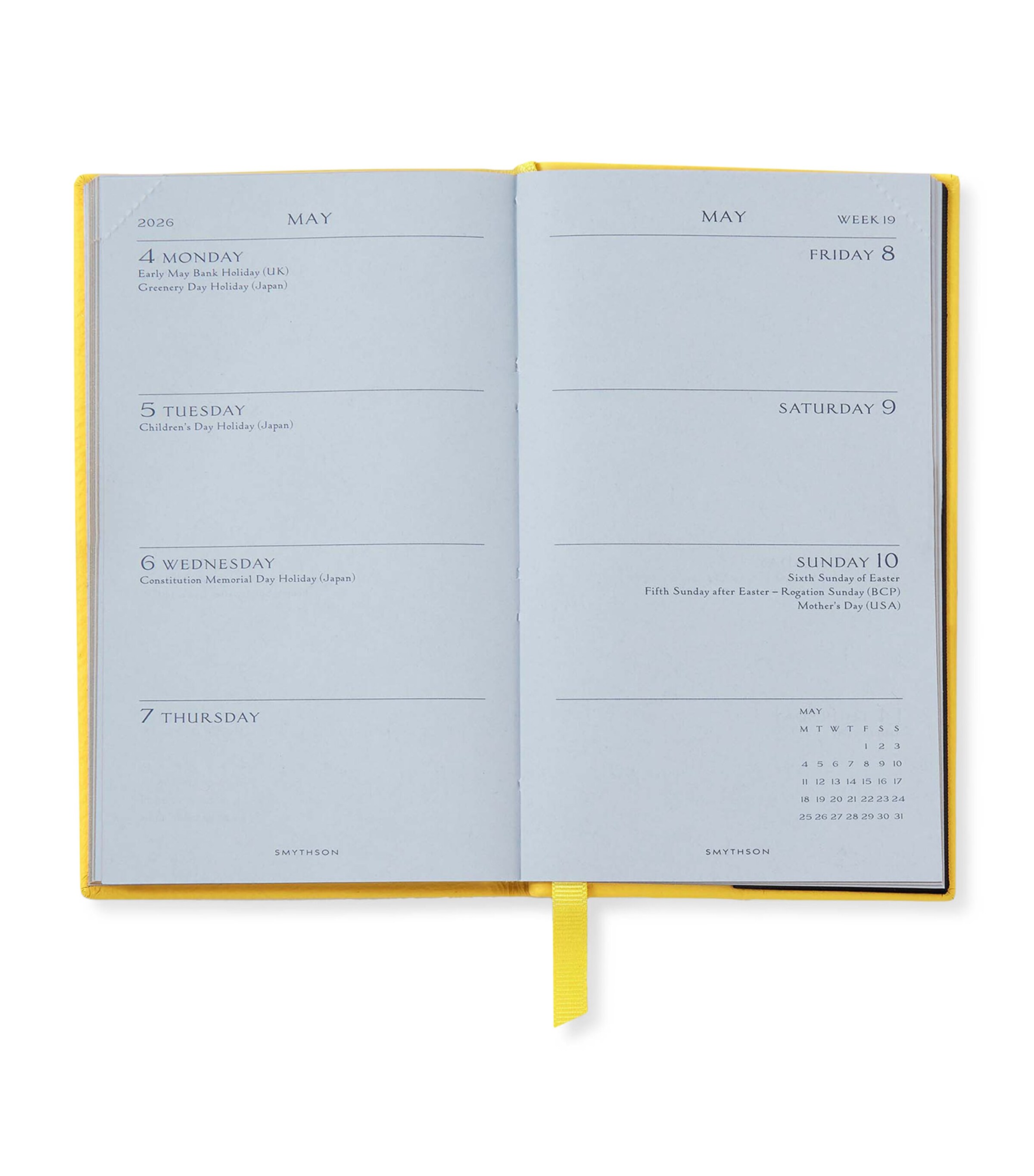 Smythson Panama Leather Weekly Diary 2025 Lemon Image 2