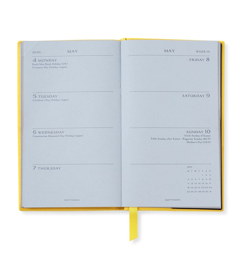 Smythson Panama Leather Weekly Diary 2025 Lemon Image 2