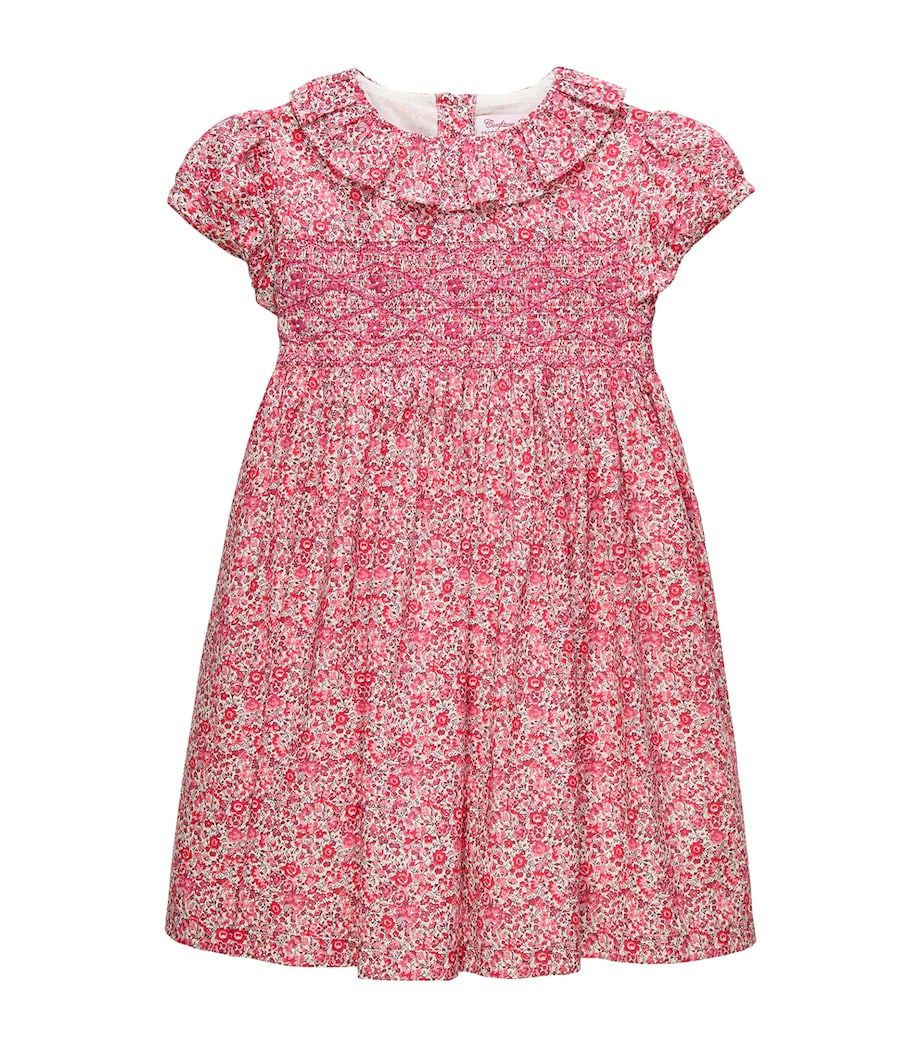 Trotters Cotton Liberty Print Smocked Dress (6-11 Years) Raspberry Image 1