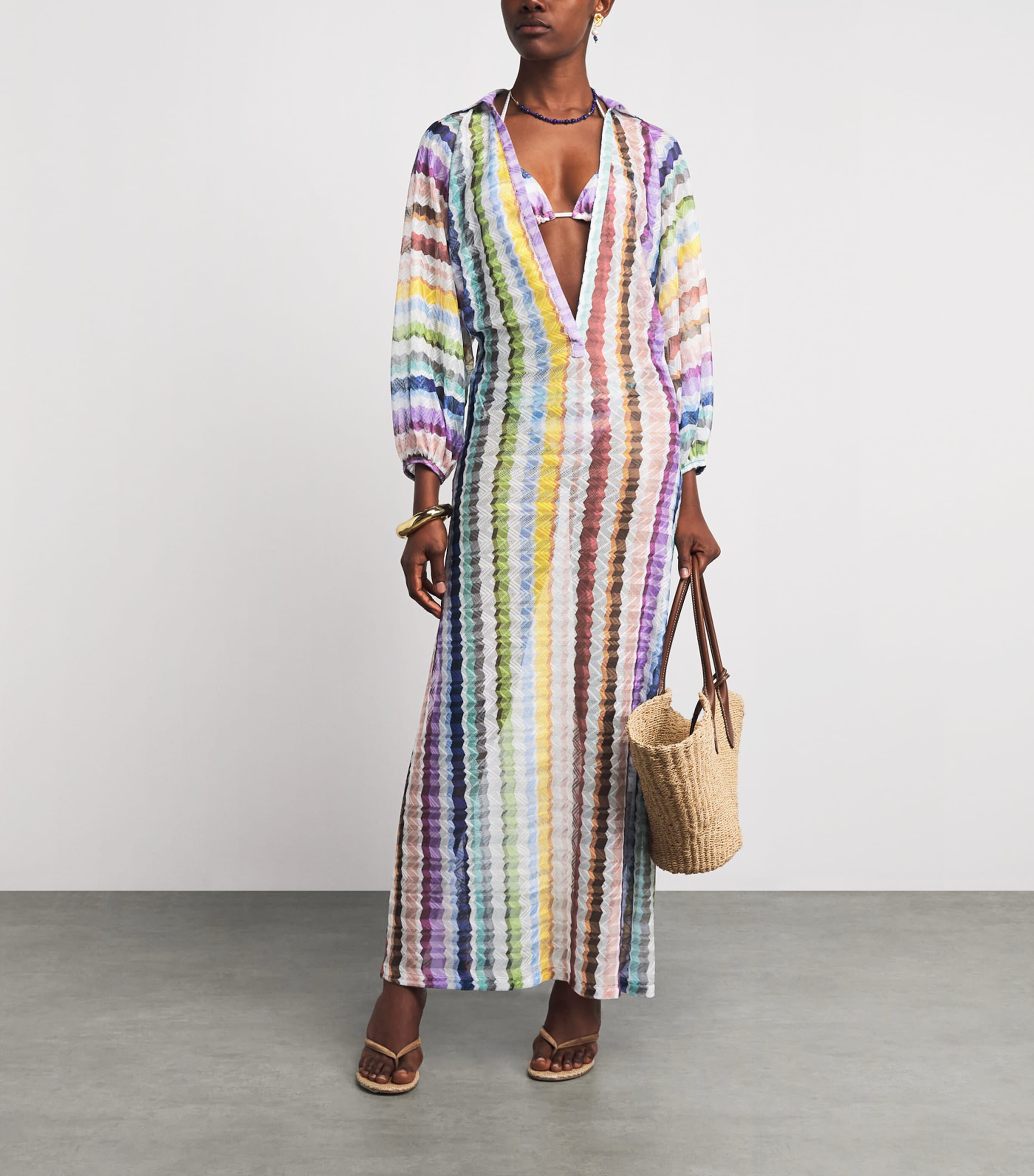 Missoni Womens Zigzag Kaftan Maxi Dress Multicolor Image 2