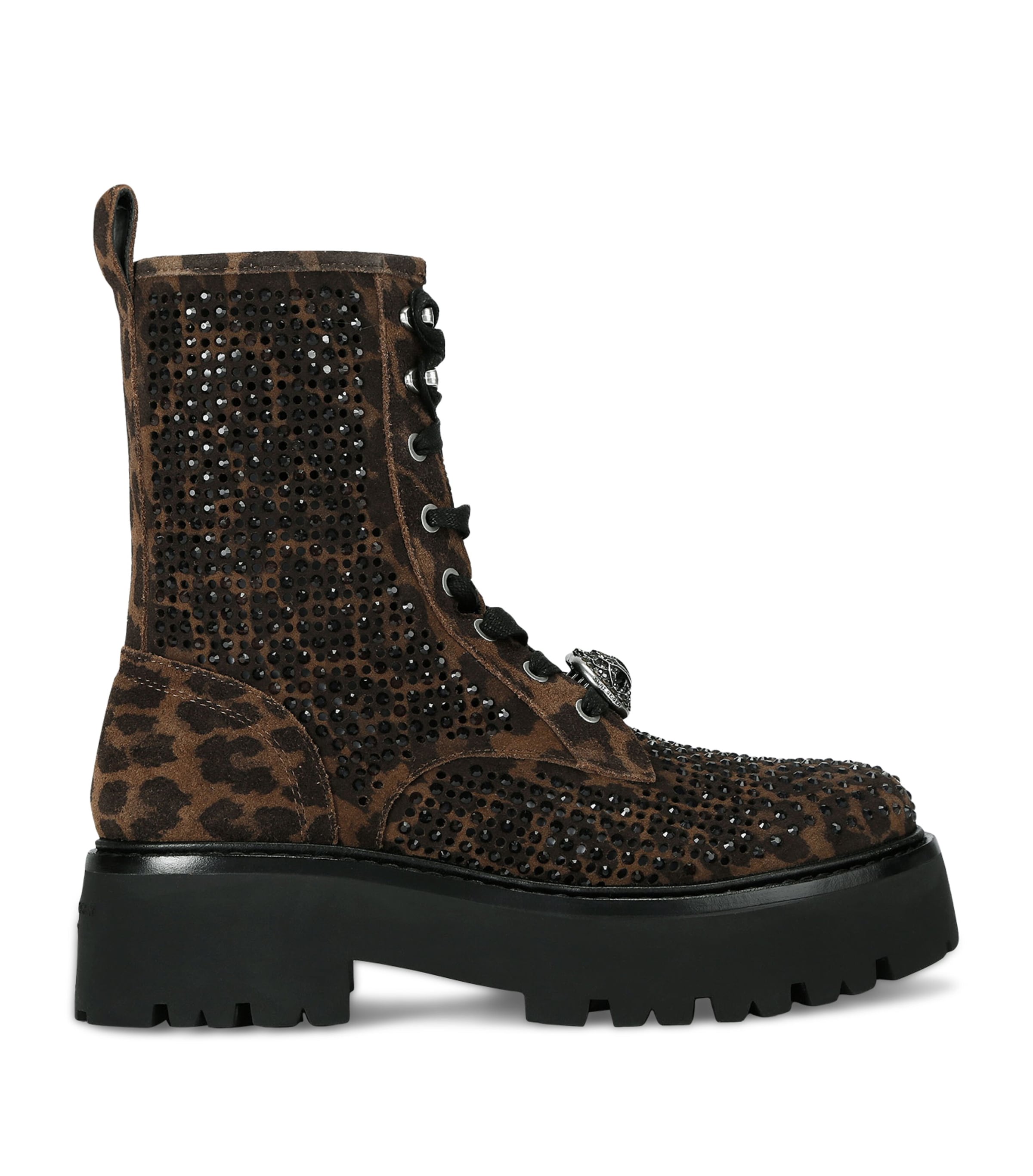 Kurt Geiger Suede Embellished Chelsea Perf Ankle Boots In Brown