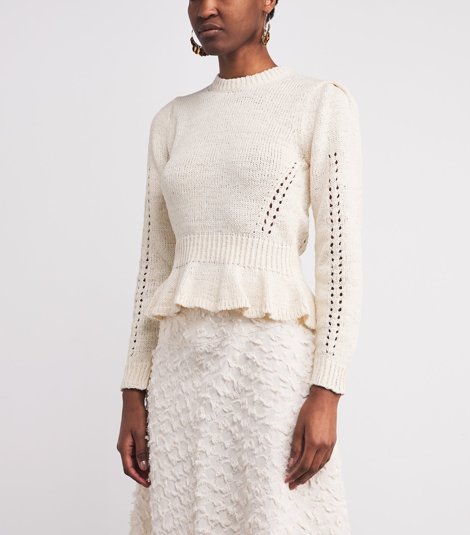 Cotton-Blend Peplum Aurelie Sweater COWRIE Image 3